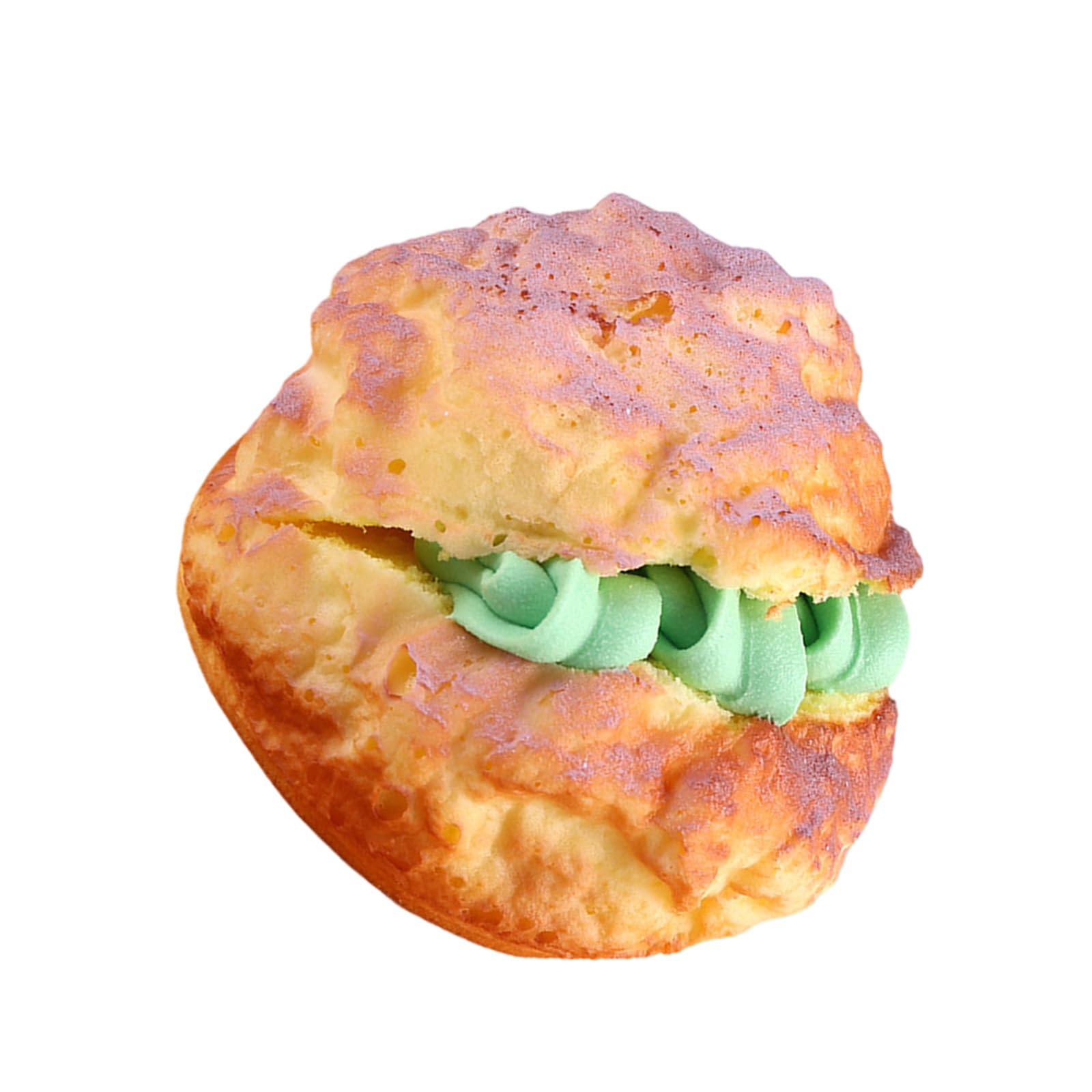 Tsophreniq Realistic Puff Bread Model Artificial Bread Dessert Model Matcha Chocolate Creamy Fruit for Shop Display Chocolate Flavored