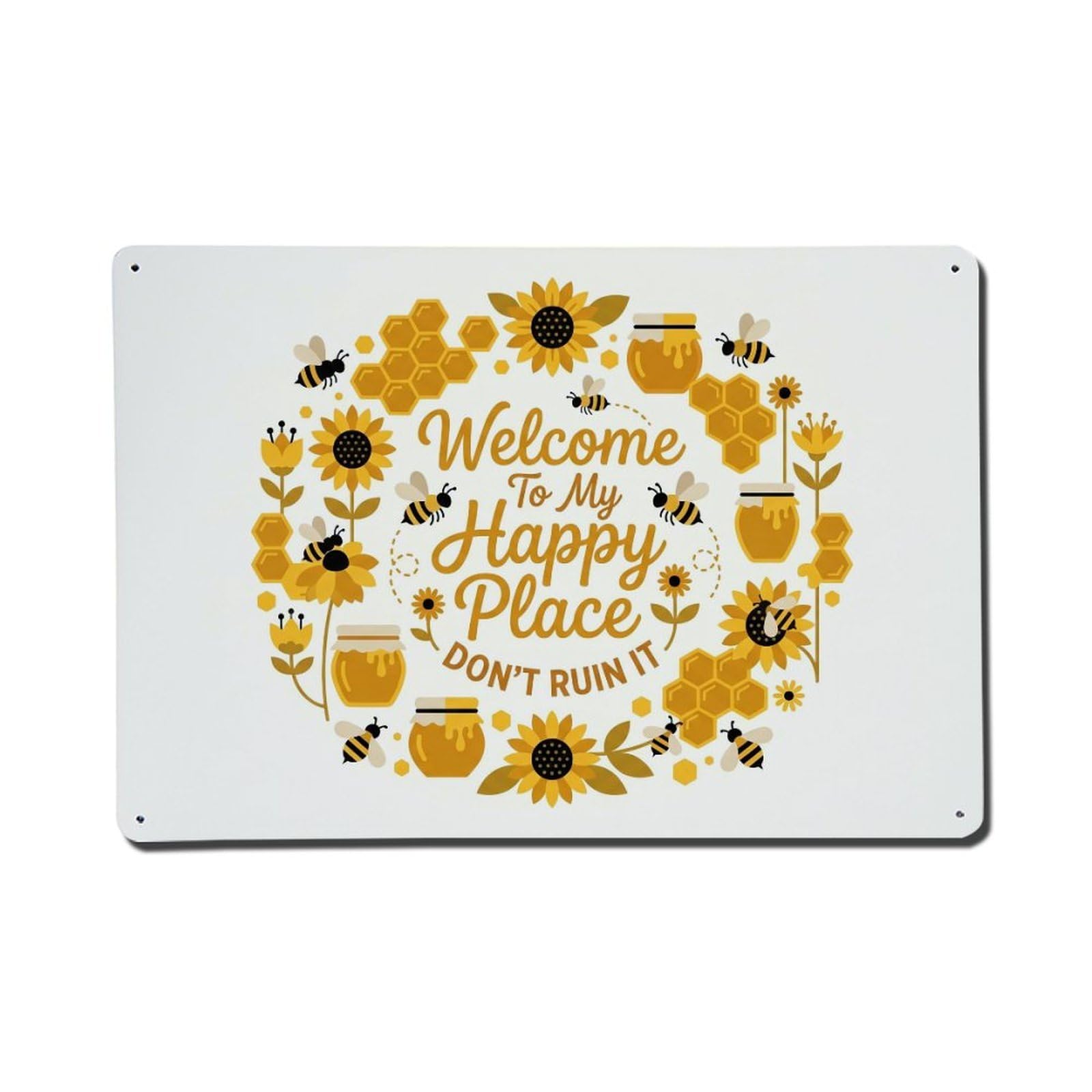 Honeybee Garden Porch Humor Metal Tin Sign Plaque Wall Decor for Cafe, Club Bar, Office, Home Garden Metal Poster 8x12Inch