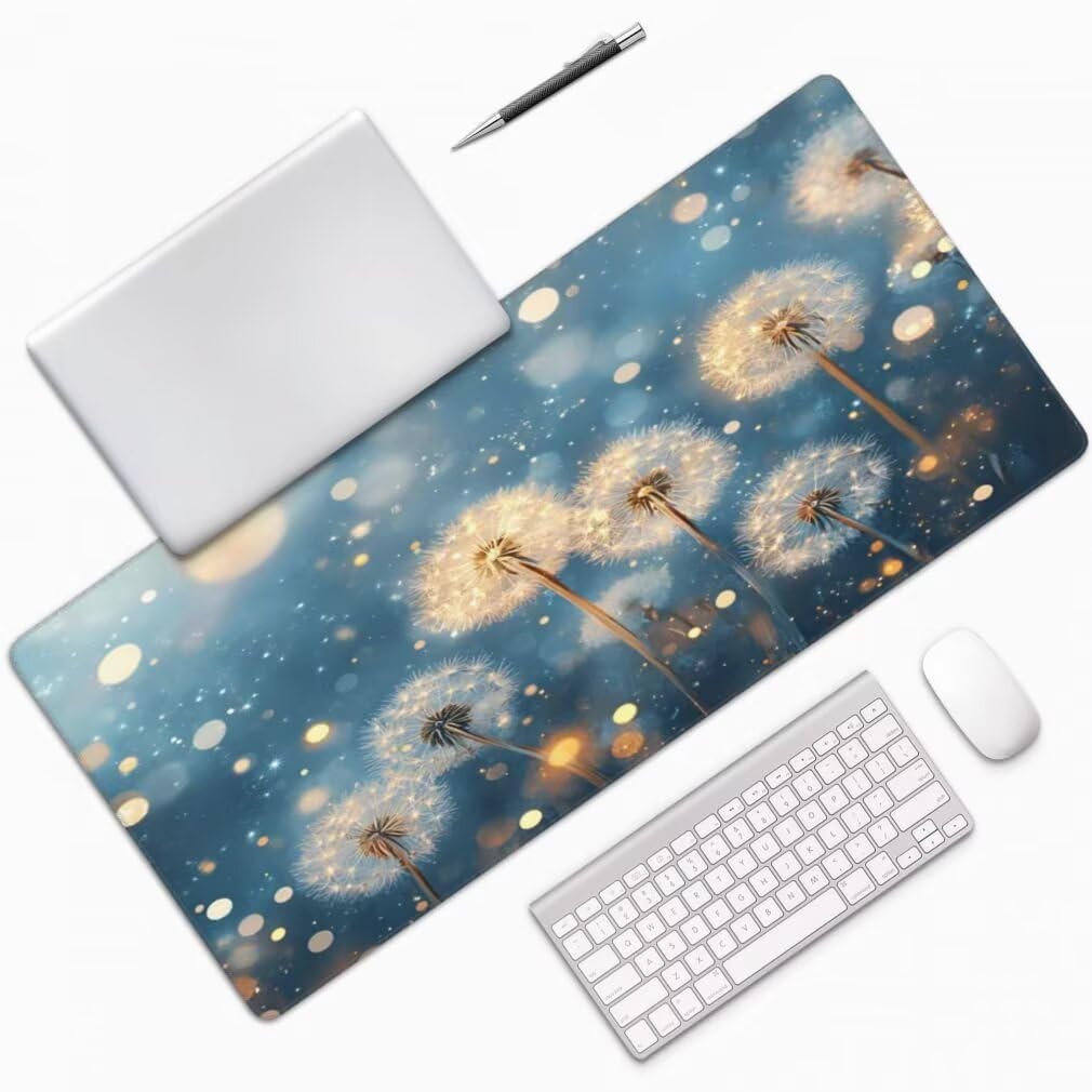 Tappetino Mouse XXL 1200x600mm Dente di Leone Grande Mouse Pad, Tappetino Scrivania con Bordi Cuciti, Grande Mousepad Gaming con Base Antiscivolo per Giocatori, Ufficio e Casa (Onirico) -MP1602