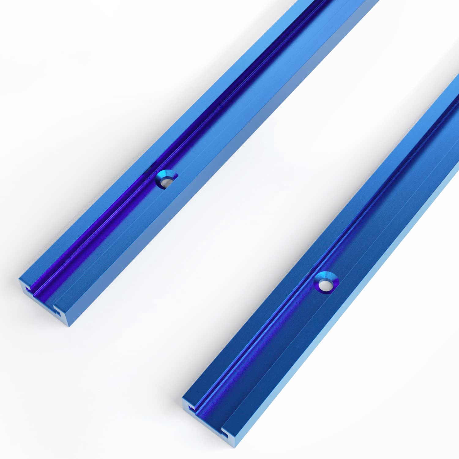 UTOOL 36 Inch Double Cut Profile Universal T Track with Predrilled Mounting Holes and Screws for wood, Sandblast Anodized Aluminum Extrusion T Rail Track for Woodworking, 2Pack (Sapphire Blue)