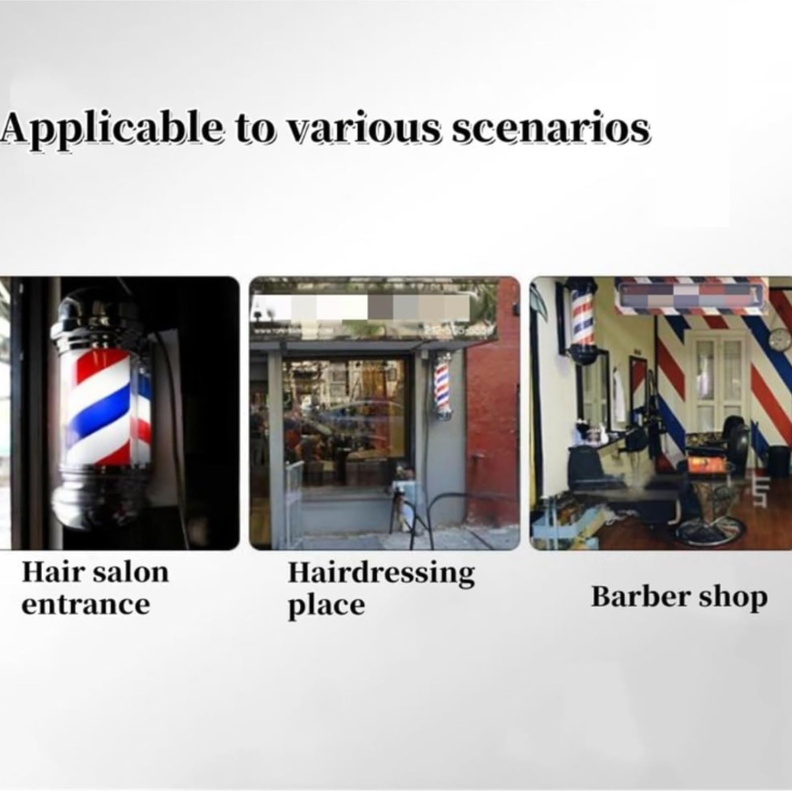 Poste de barbero con tiras LED giratorias, poste de barbero tradicional