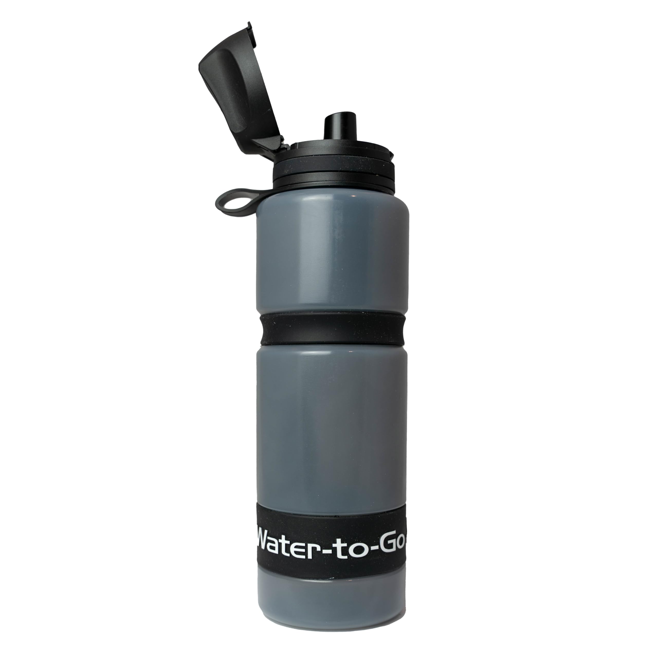 WATER TO GO Active BPA-free reusable water purifier sports bottle with leakproof filter - perfect for travel, camping, hiking, biking, cycling and survival in emergencies (75CL, BLACK)