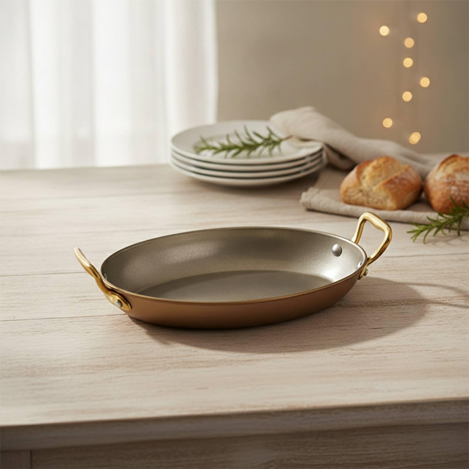Vassoio Ovale con Manici Resistente Vassoio da Portata Ovale Durevole Stoviglie per Ristoratori, 24 Cm