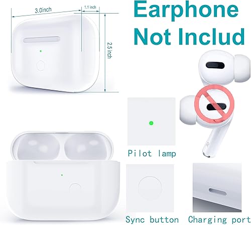 Miniatura 2 de Funda de carga inalámbrica compatible con AirPods Pro de 1ª y 2ª generación, fundas de repuesto para cargadores Airpods Pro, compatible con