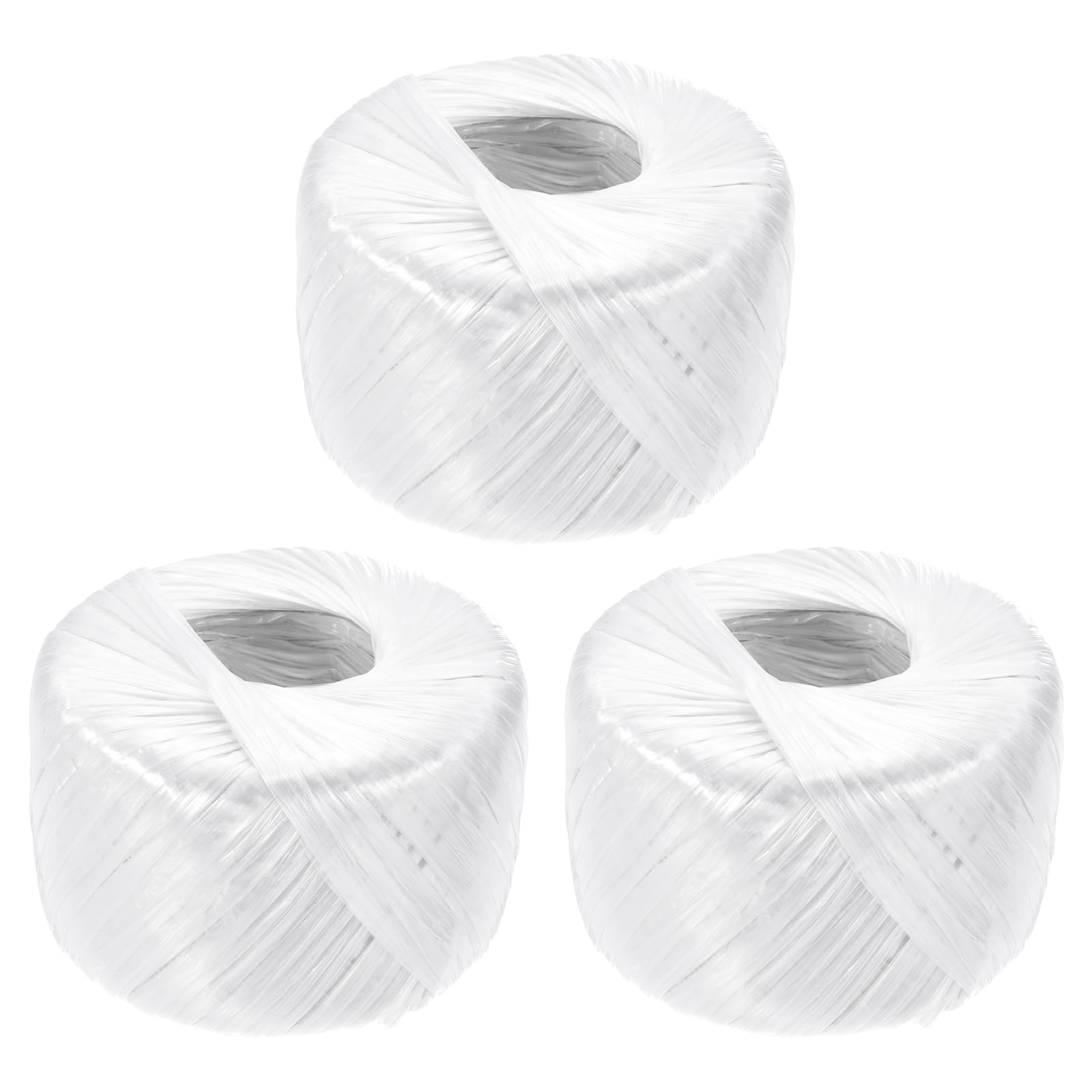 sourcing map 3 Rolls Polyester Nylon Plastic Rope Twine, 100m/328ft Nylon Cord Household Bundled Polypropylene Twine Yarn for Household Gardening Tying Binding Garden Crafts, White — image 1
