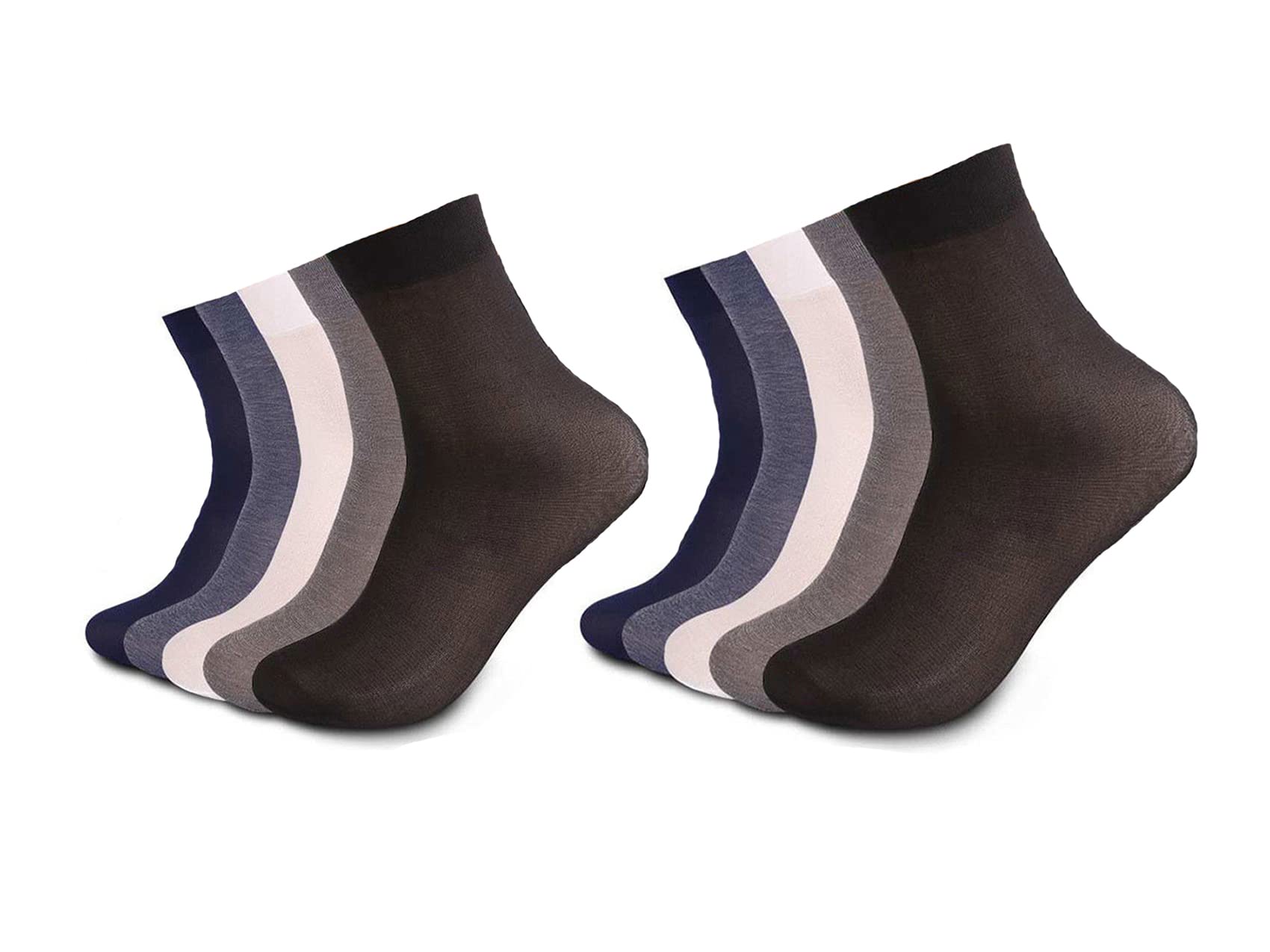 10 Pairs Mens Ultra Thin Dress Socks Silk Sheer Business Socks Soft Nylon Work Trouser Sox