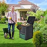Goplus Compost Bin, 80 Gallon (300 L) Large Outdoor Composting Box w/Top Flip Latch-on Lid, Bottom Exit Door, BPA Free Material, Grass Food Trash Composter Barrel for Garden Yard, Easy Assembly - Image 2
