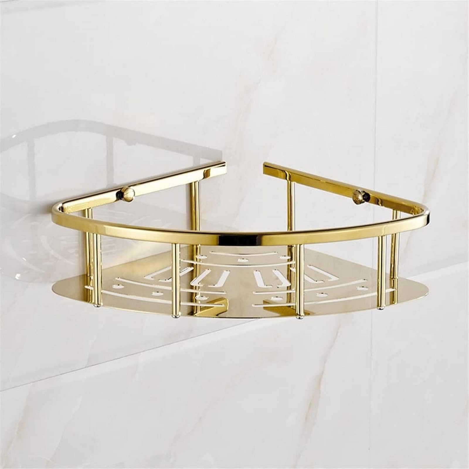 Bathroom Rack Wall Mounted Bathroom Shelf Corner Shelf, Brass Bathroom Shower Rack, Gold Bath Shower Shelf, Bath Rack Holder Bathroom Shelf Storage Bathroom Decor (Gold)