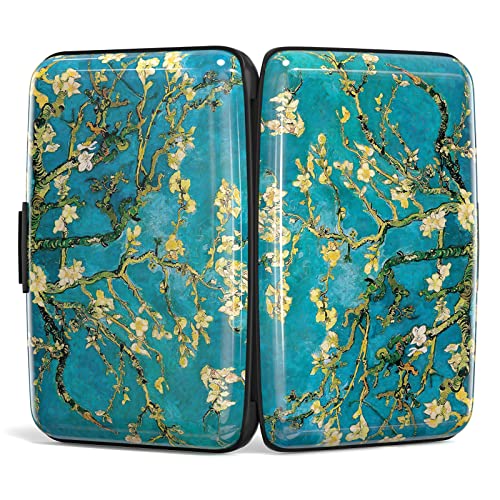 Image of Credit Card Holder, Mini Aluminum Card Wallet RFID Blocking Slim Metal Hard Card Case for Women Men, Almond Blossom