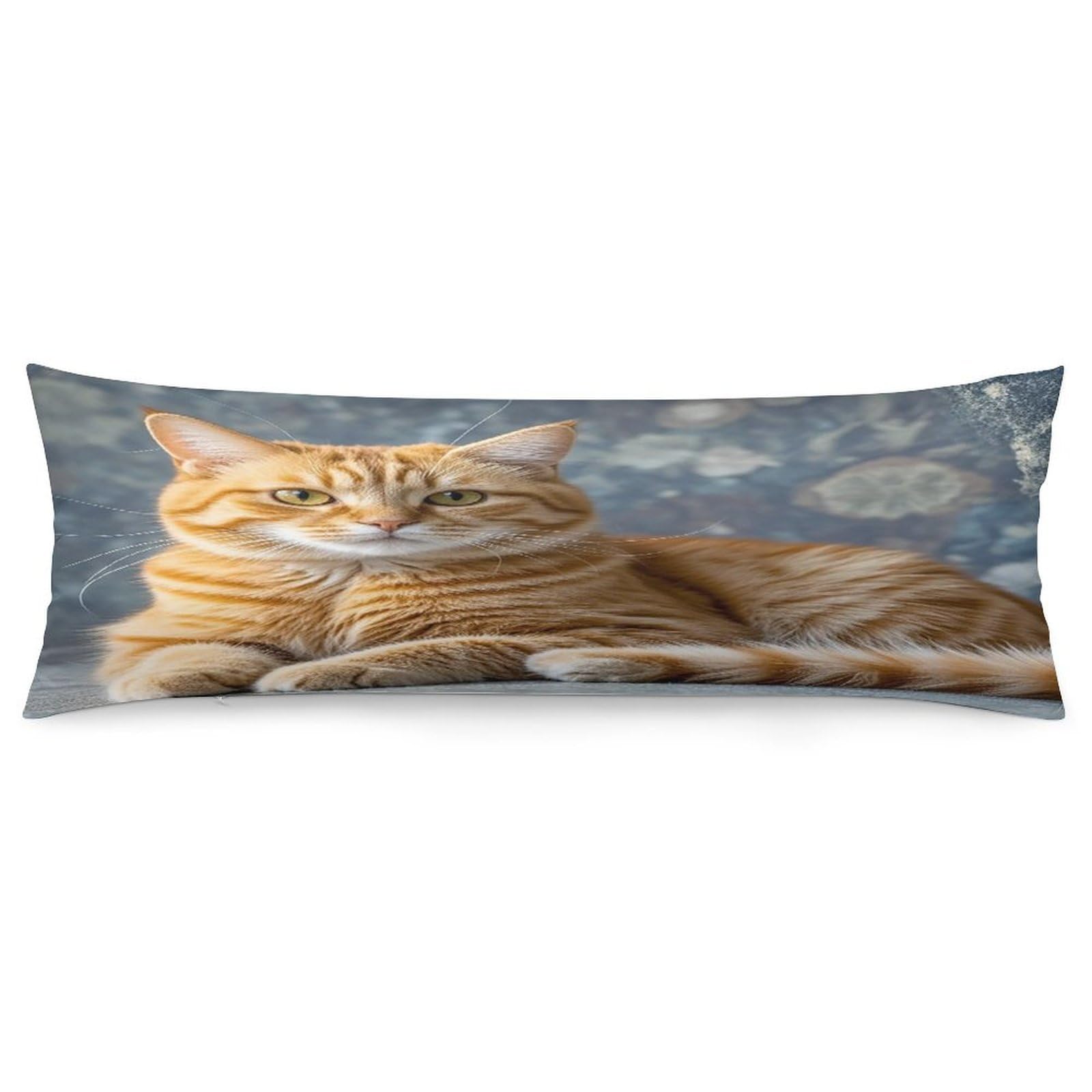 Cat Pillowcase Decorative Long Body Pillow Case Soft Breathable Body Pillow Cover Modern Large Pillowcase Cute Body Pillow Pillowcases for Bedroom Couch 18.9 X 53 Inch