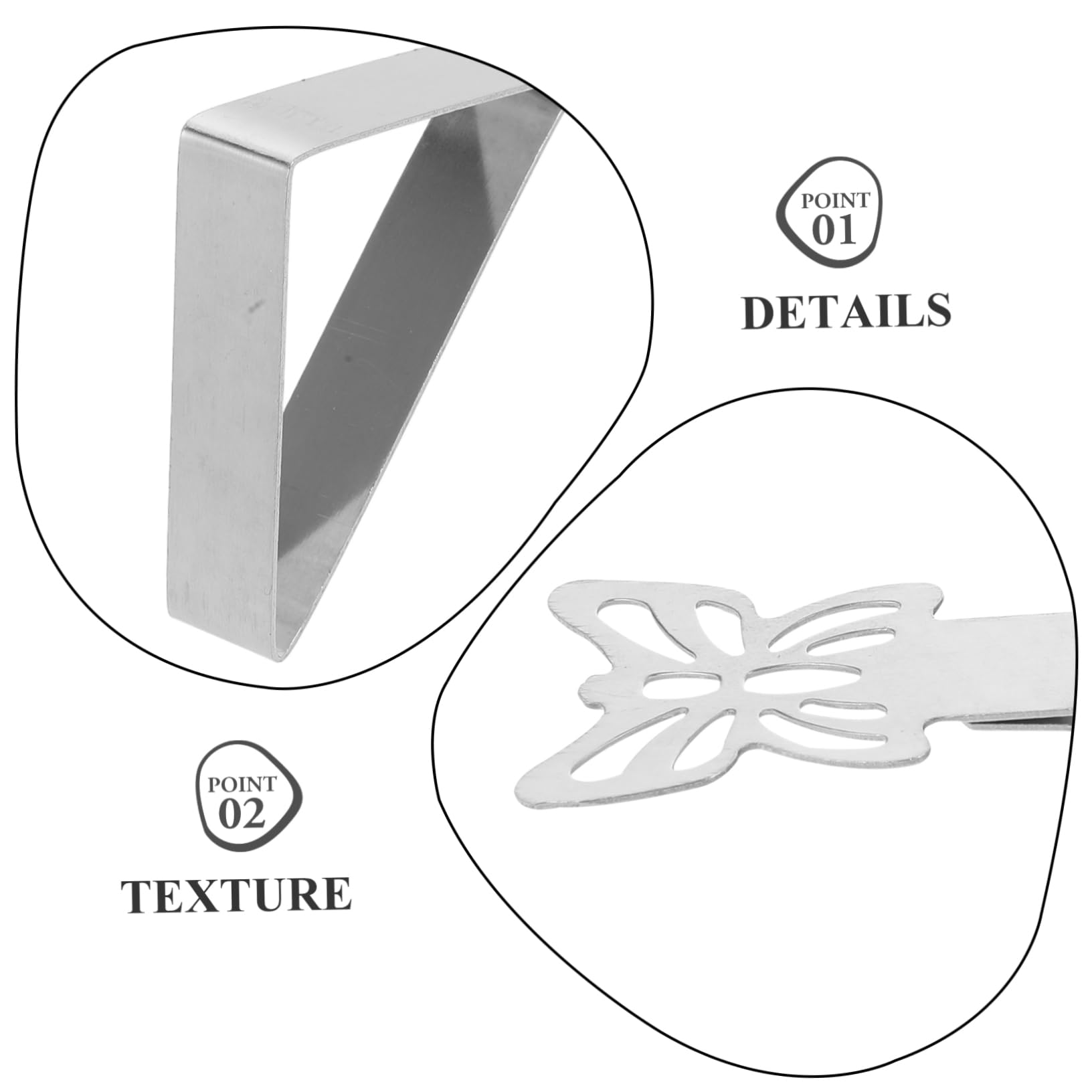 12 Stück Schmetterling Tischdecke Clip Tischdecken Tischdecke Clips Picknicktischabdeckung Clips Tischdecke Griffe Tischzubehör Tischdeckenhalter Silber Edelstahl