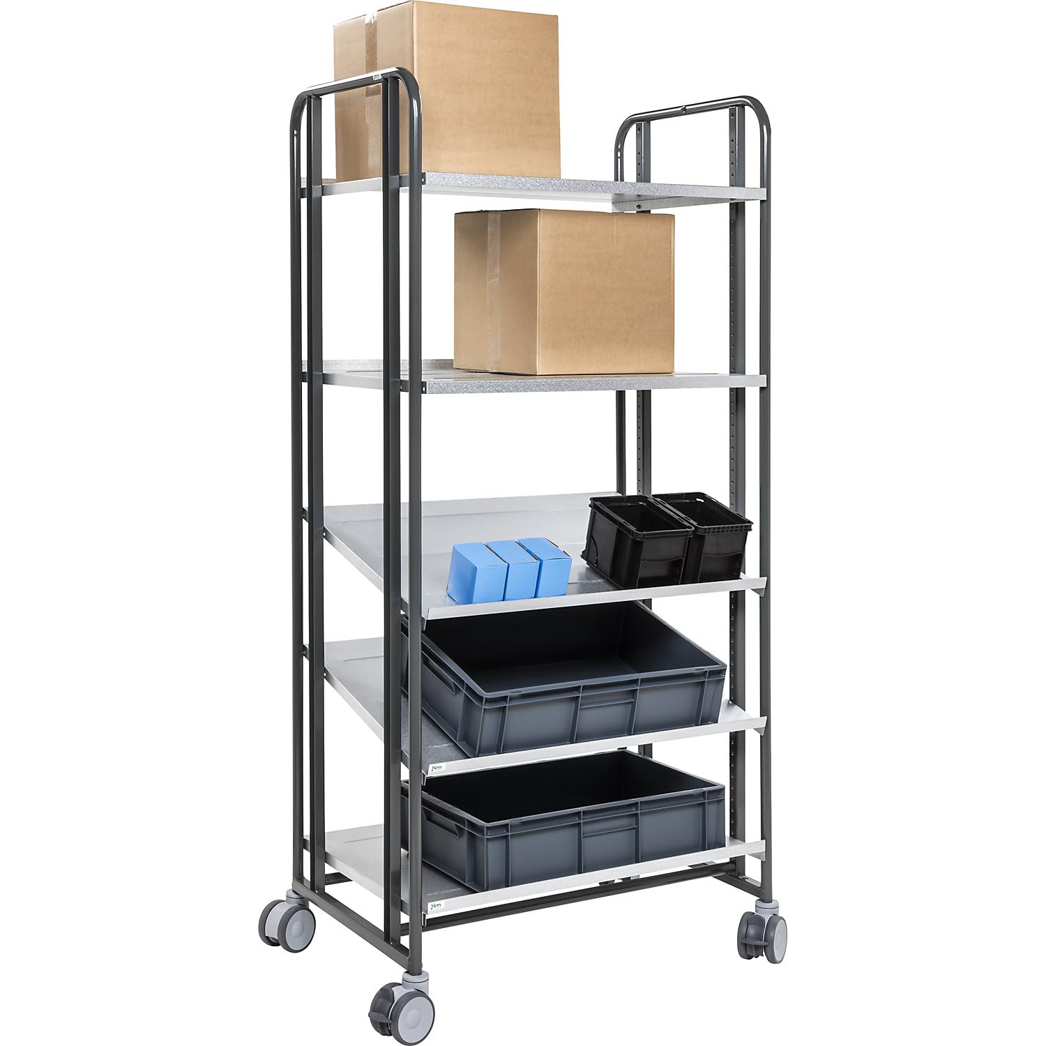 Chariot de préparation E-Commerce - 5 étages - 877 x 638 x 1850 mm (L x l x H)