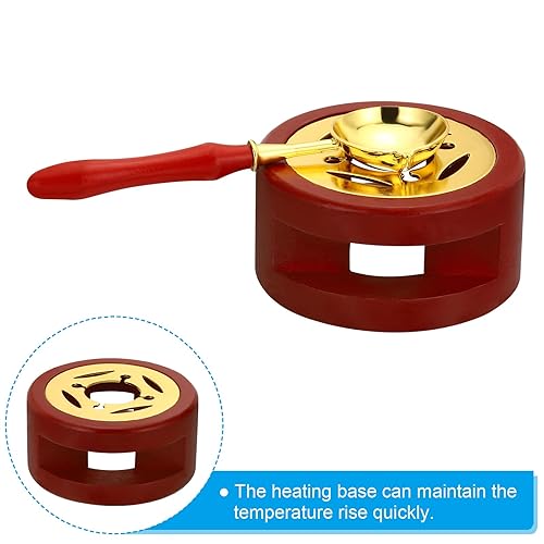 Miniatura 4 de PATIKIL Kit de sellado de cera, calentador de sellos de cera con cuchara de fusión, estufa de fusión retro, herramienta de horno largo para sellado