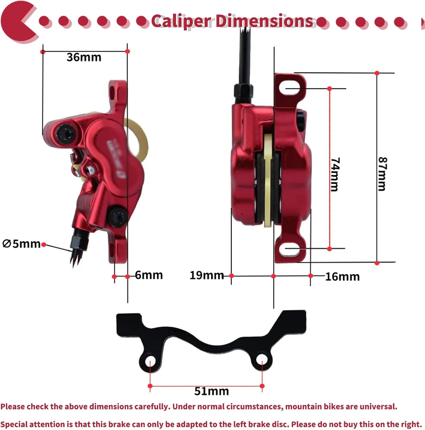 4-Pistons E-Bike Hydraulic Brake Set with 160mm/180mm/203mm Rotors 2-PIN Power-Off Disc Brake Set Alu Caliper Lever for Electric Bicycles Include 2300mm Hose