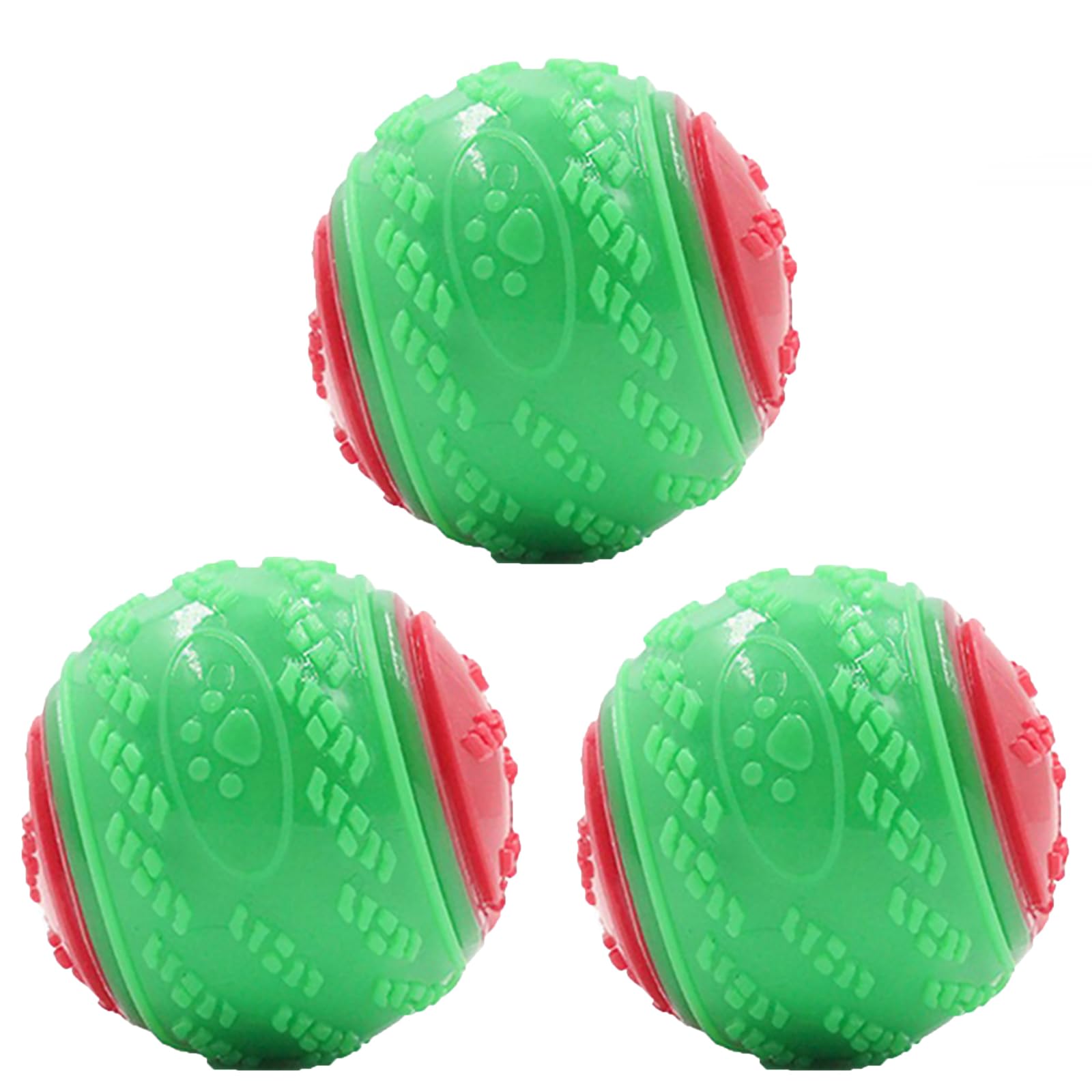 FUNLOV Squeaky Dog Ball Toys, Dog Teeth Resistant Balls, Dog Toys Teeth Cleaning Puppy Chew Toys Pet Training Ball Dog Interactive Dog Ball, For Relieving Dog Anxiety, Cleaning Teeth (3PCS Red Green)
