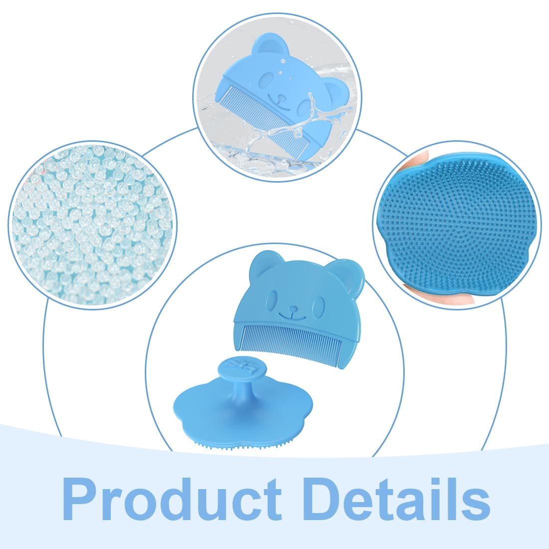 SGERUFZ 2 pezzi pettine per rimuovere crosta lattea del bambino, morbido in silicone, spazzola e pettine per bambino, spazzola shampoo + pettine per la tua ragazza