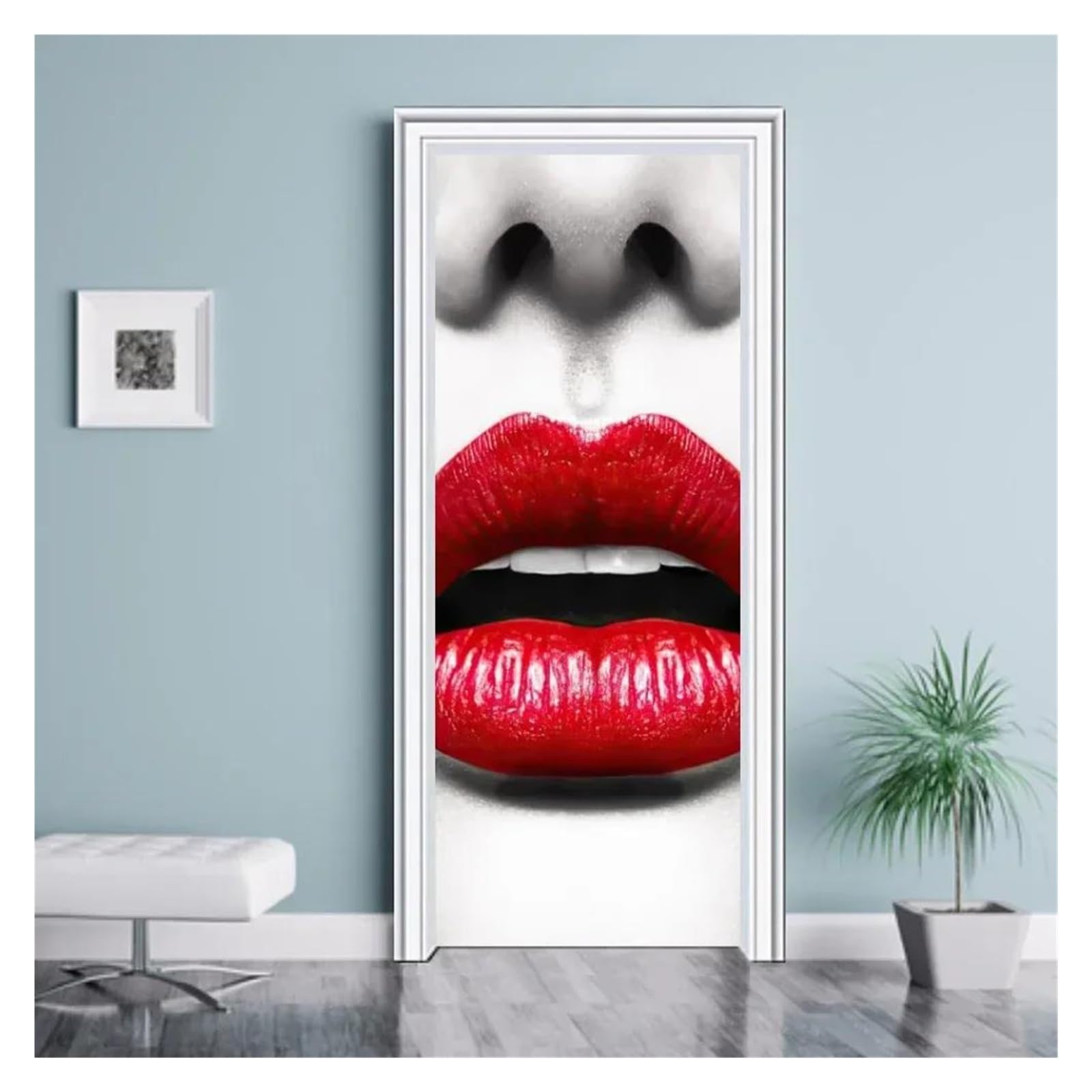 Sticker autocollant de porte fille rose et papier peint de chambre