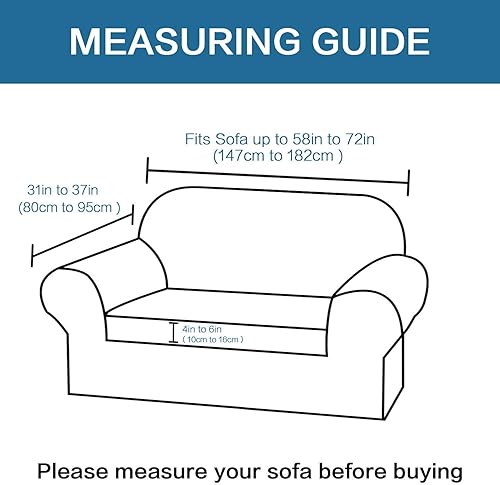 Miniatura 5 de H.VERSAILTEX Fundas elásticas para sofá de 3 cojines, paquete de 2 fundas de sofá biplaza de elastano, paquete de funda elástica para silla, color