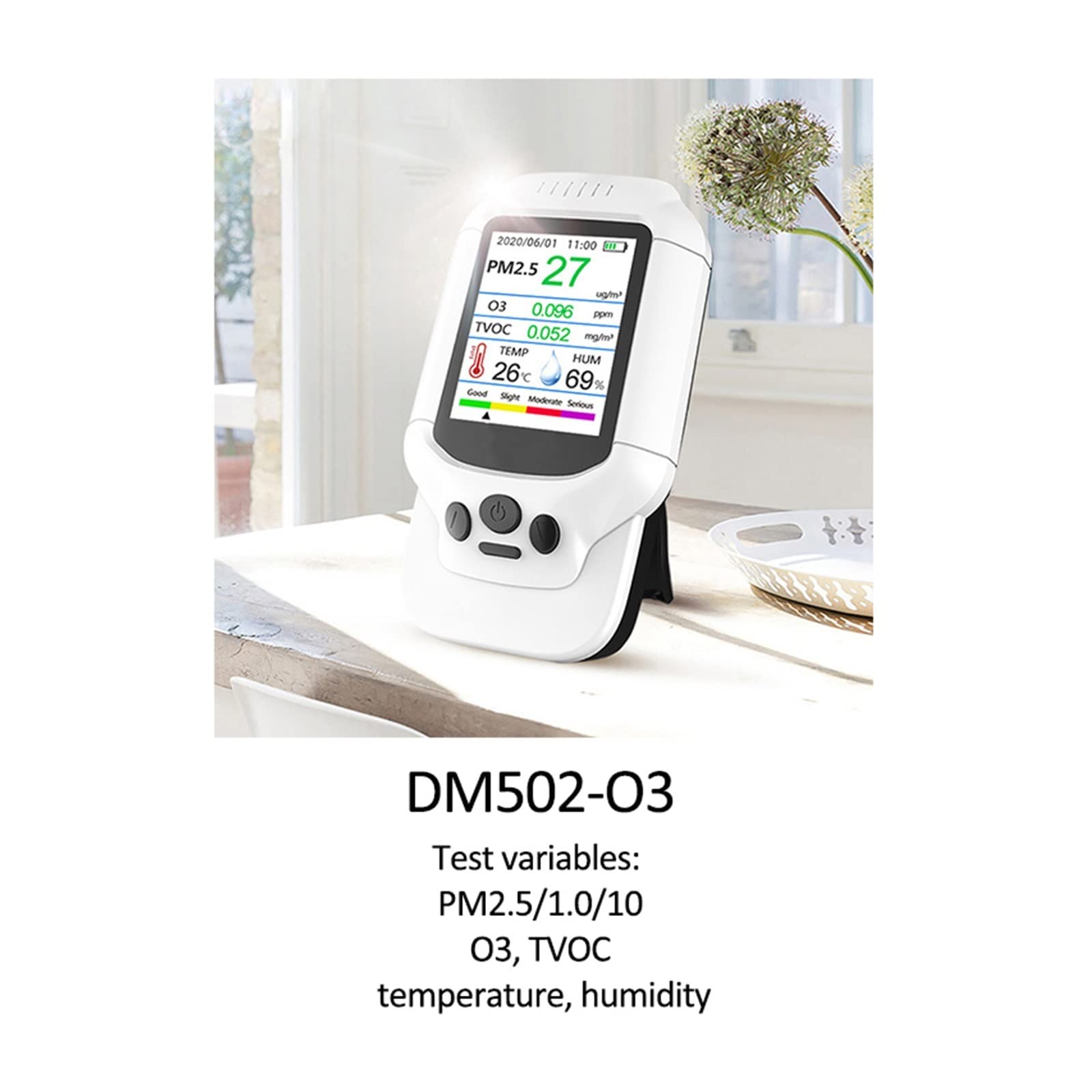 Detectores de gas precisos Monitor de temperatura y humedad PM2.5/HCHO/TVOC, probador de análisis de calidad del aire, Detector de Gas de ozono y formaldehído, analizador de medición Medidor de calida
