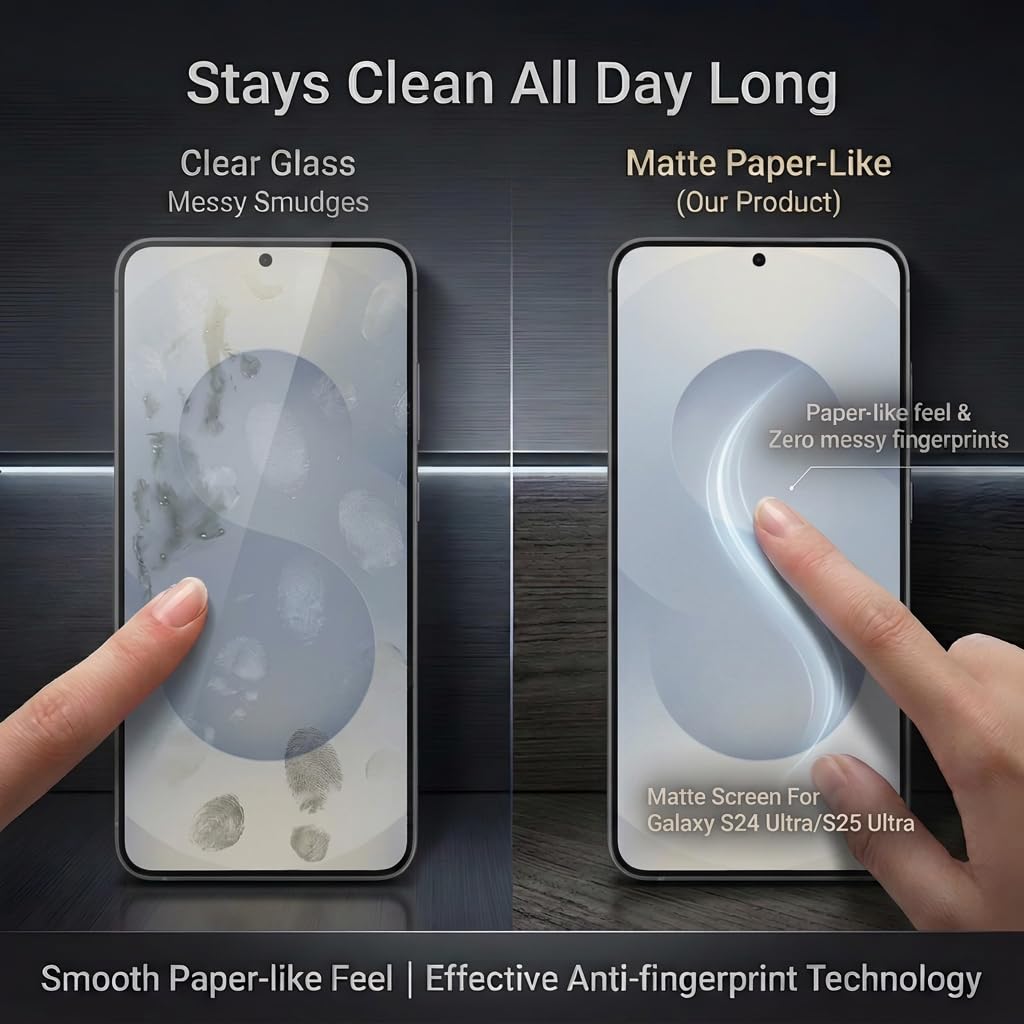 Didisky Confezione da 3 pellicole protettive opache per Samsung Galaxy S24 Plus/S25 Plus, vetro antiriflesso con kit di allineamento automatico per un'installazione impeccabile senza bolle
