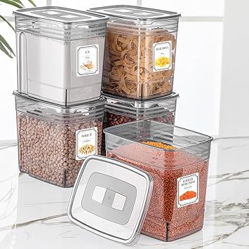 Meleni Home 5-Piece Mega Size 5.5 Liter Flour Container - Pulses Storage Container - Lena Multi-Purpose Material Box Supply Container