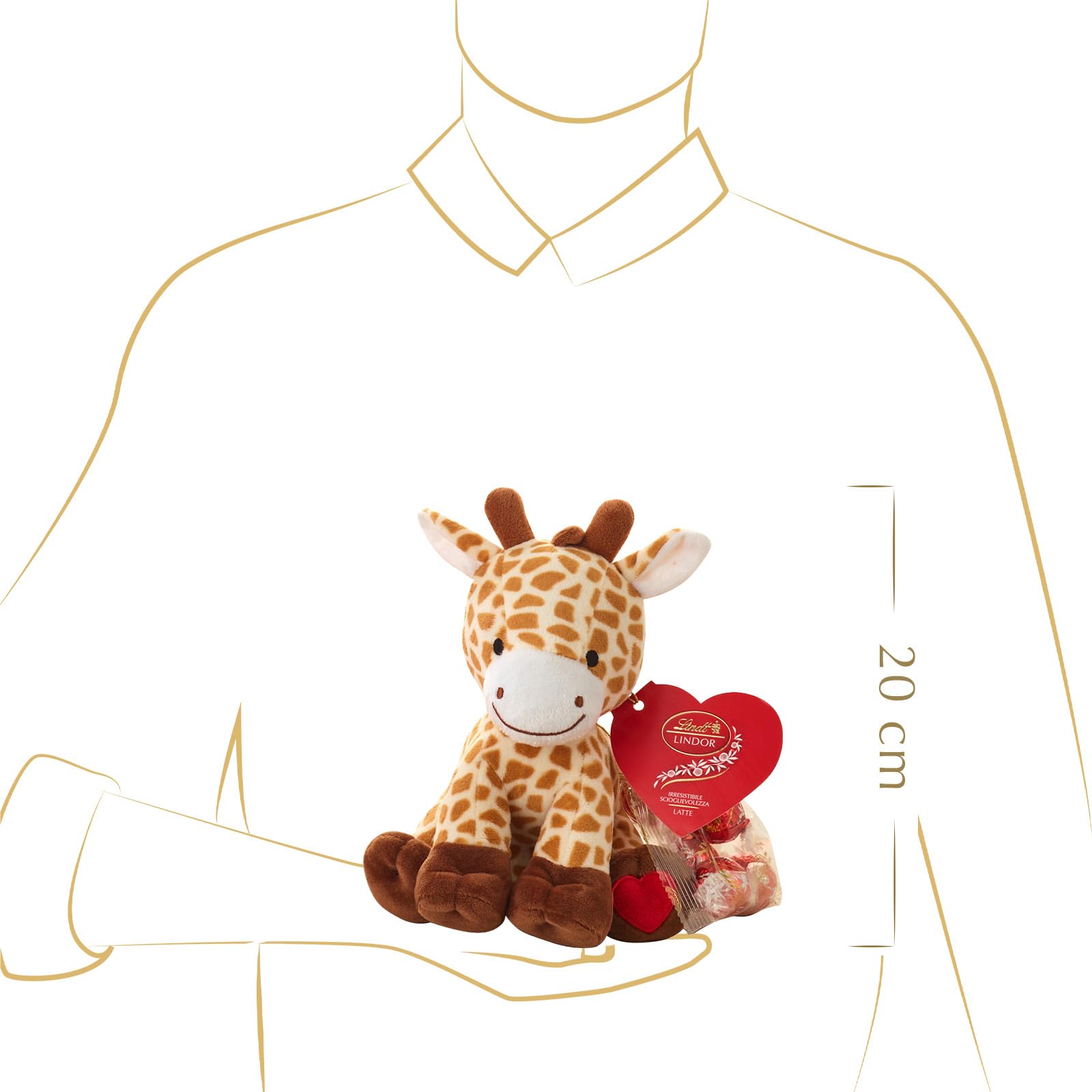 Lindt San Valentino Peluche Cucciolo Giraffa con Cioccolatini LINDOR al Latte, Formato 100 g