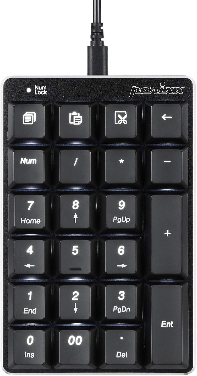 Perixx PERIPAD-303 Wired USB Backlit Mechanical Numeric Keypad, Full Size 22 Keys
