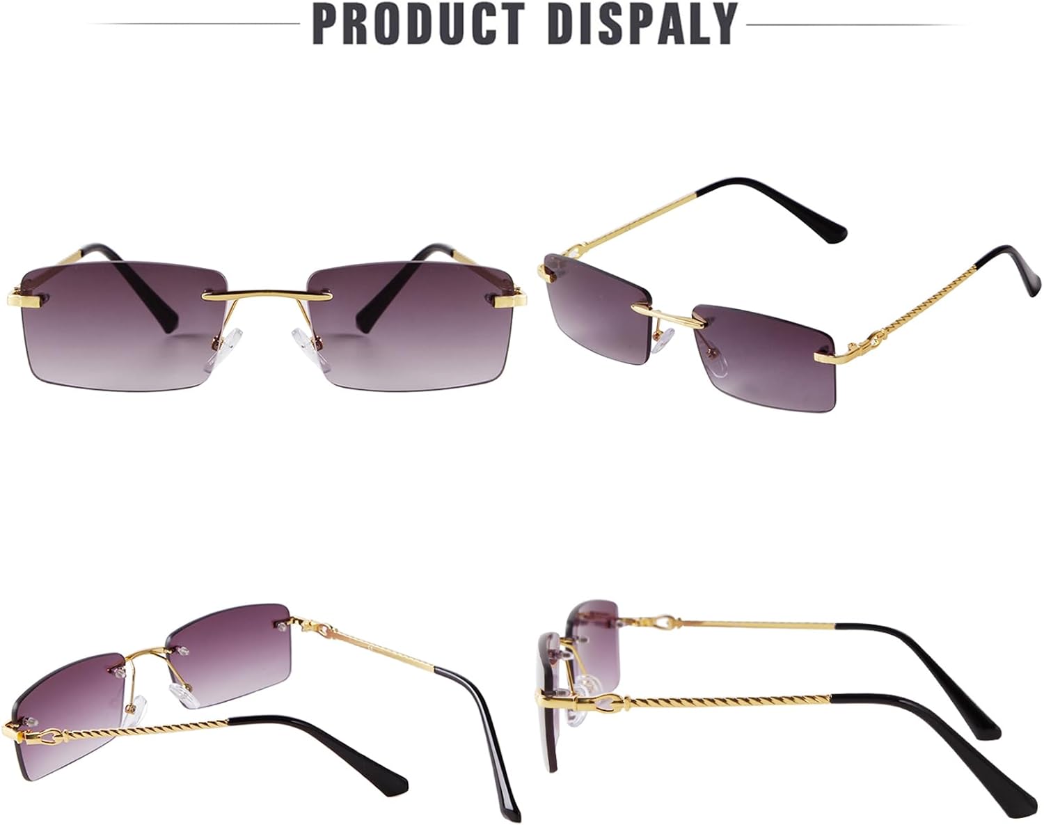 SORVINO Rimless Rectangle Sunglasses for Men Women Fashion Frameless Clear Glasses Designer Y2K Shades - Image 5