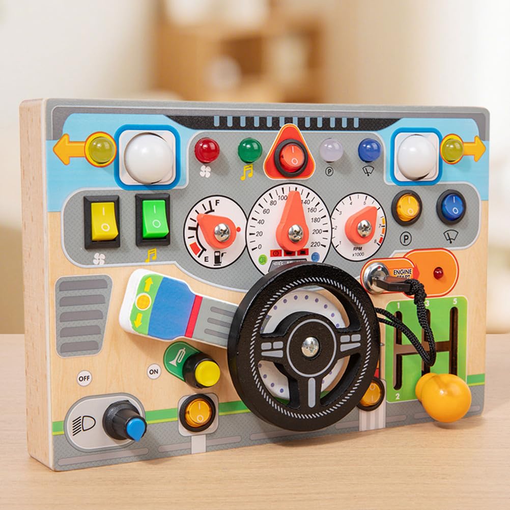 Holz-Busyboard-Lenkspielzeug, Fahrsimulator-Spielzeug, Montessori-Sinnesbildungsspielzeug