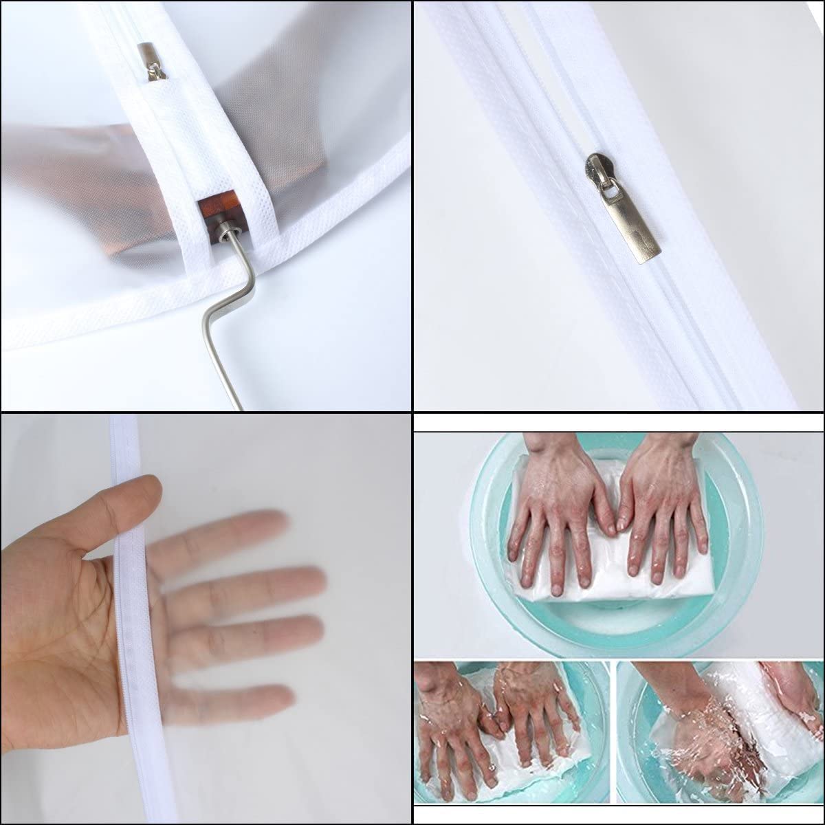 Sacchetti per indumenti, 12 confezioni da 152 cm, traspiranti, con cerniera, abiti da sposa, vestiti, vestiti, borse, resistenti alle tarme da appendere con cerniera, per abiti lunghi