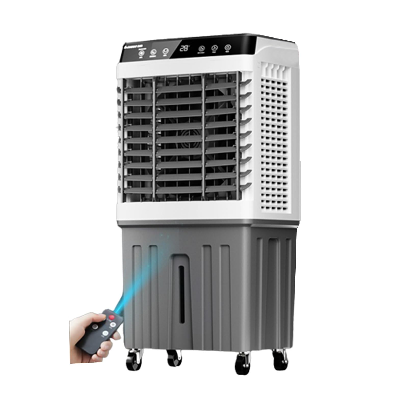 LIPJIA Air Cooler,Evaporative Air Cooler Fan, Mobile AC with 3 Wind Speeds & Oscillation, 24H Timer, 30-100L Capacity for Home Office School, with Casters