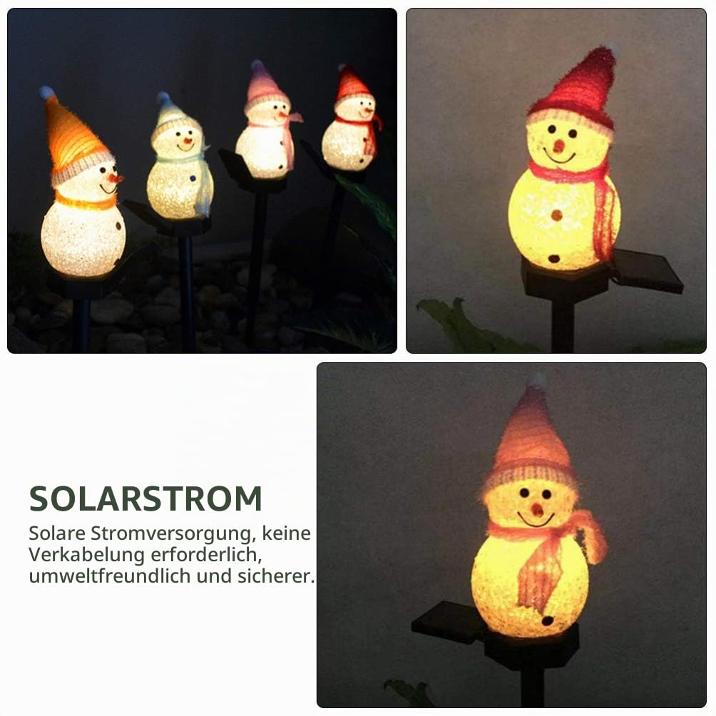 Uonlytech 2 Stück Solar Weihnachtsweg Lichter im Freien Schneemann Garten Pfahl Lichter wasserdichte Weihnachtsdekorationen für Terrasse Gehweg Hof Rasen (Zufällige Farbe)