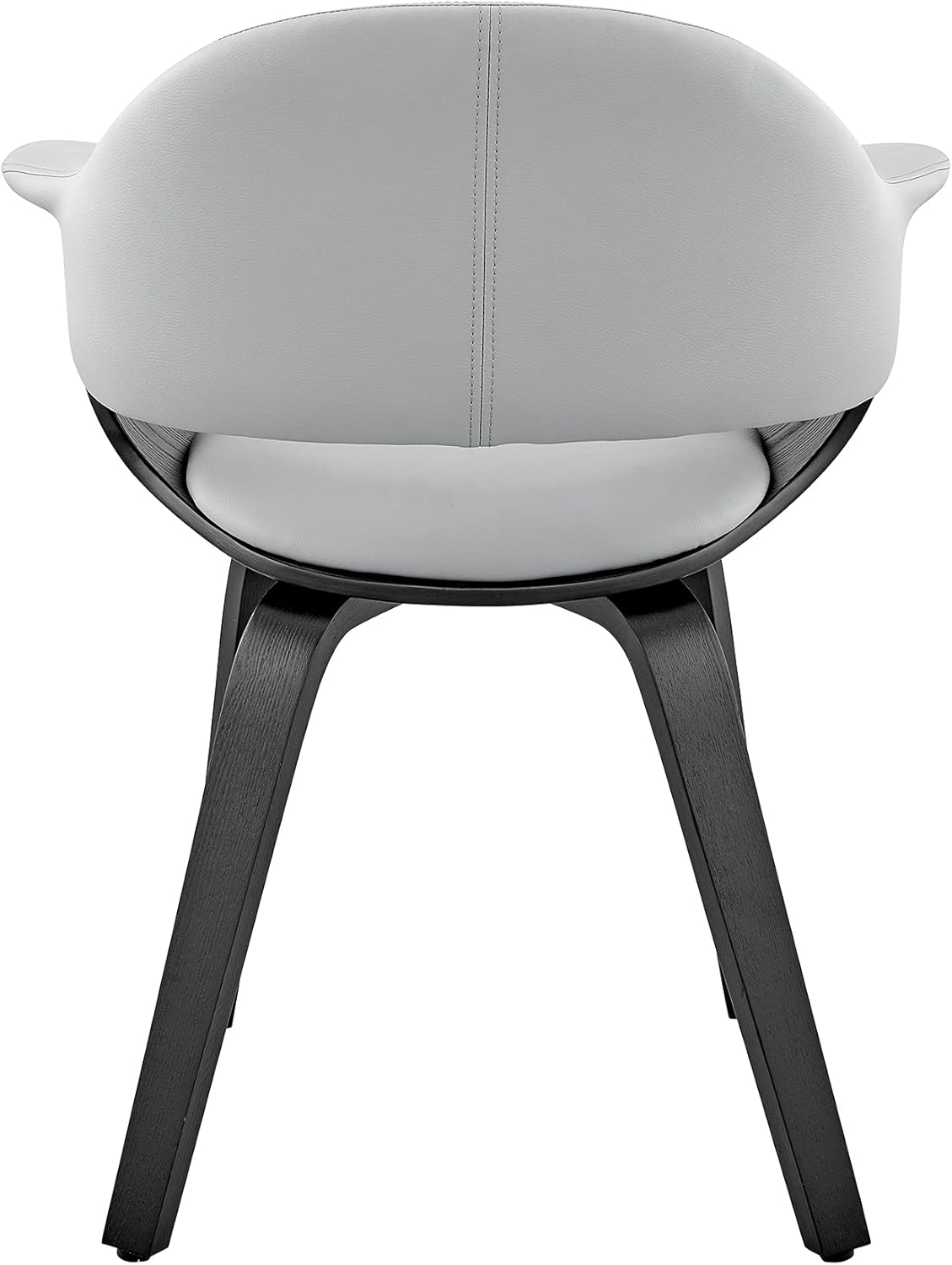 Armen Living Adalyn Faux Leather and Wood Dining Room Accent Chair, Gray/Black 19D x 25W x 30H in