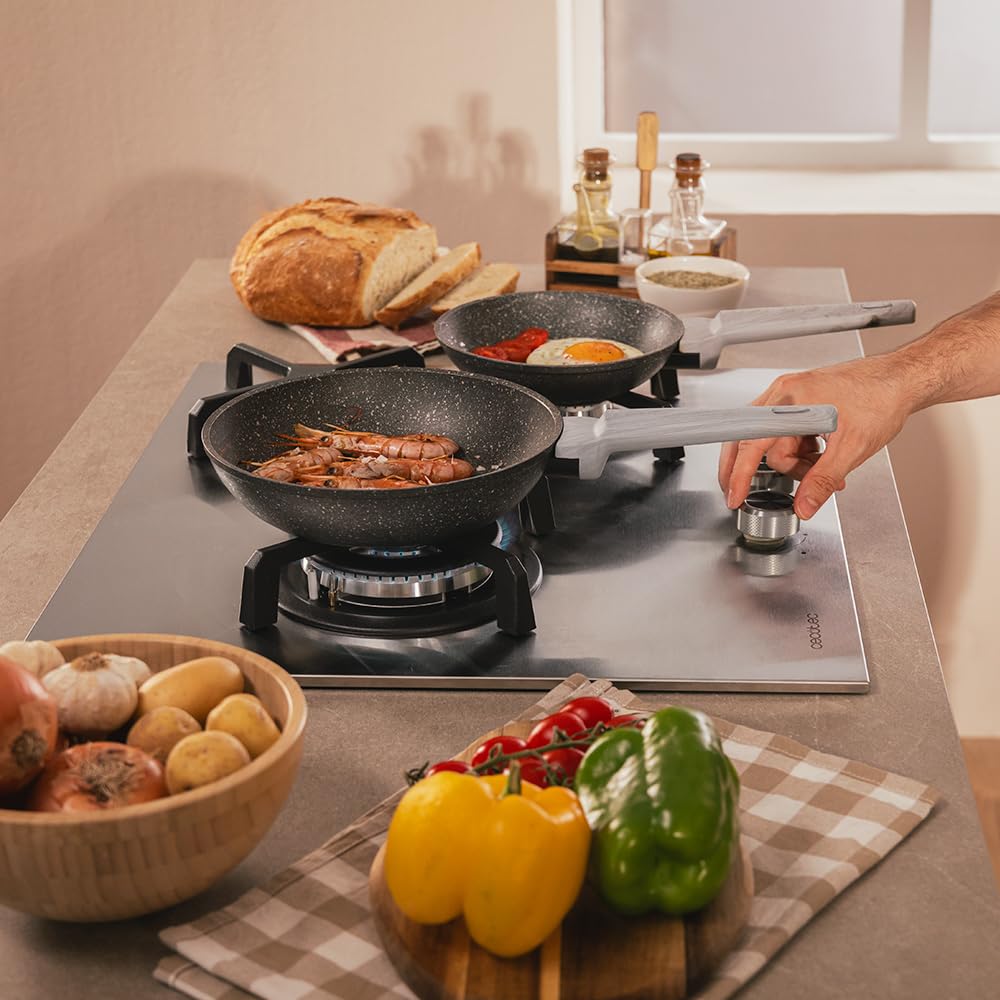 Cecotec Bolero Squad G 3400S Stainless Steel 3 Burner Gas Hob 6.2kW, Cast Iron Grills, WOK Triple Crown Burner, Electronic Ignition, Valve Safety, Gas Accessory — view 6