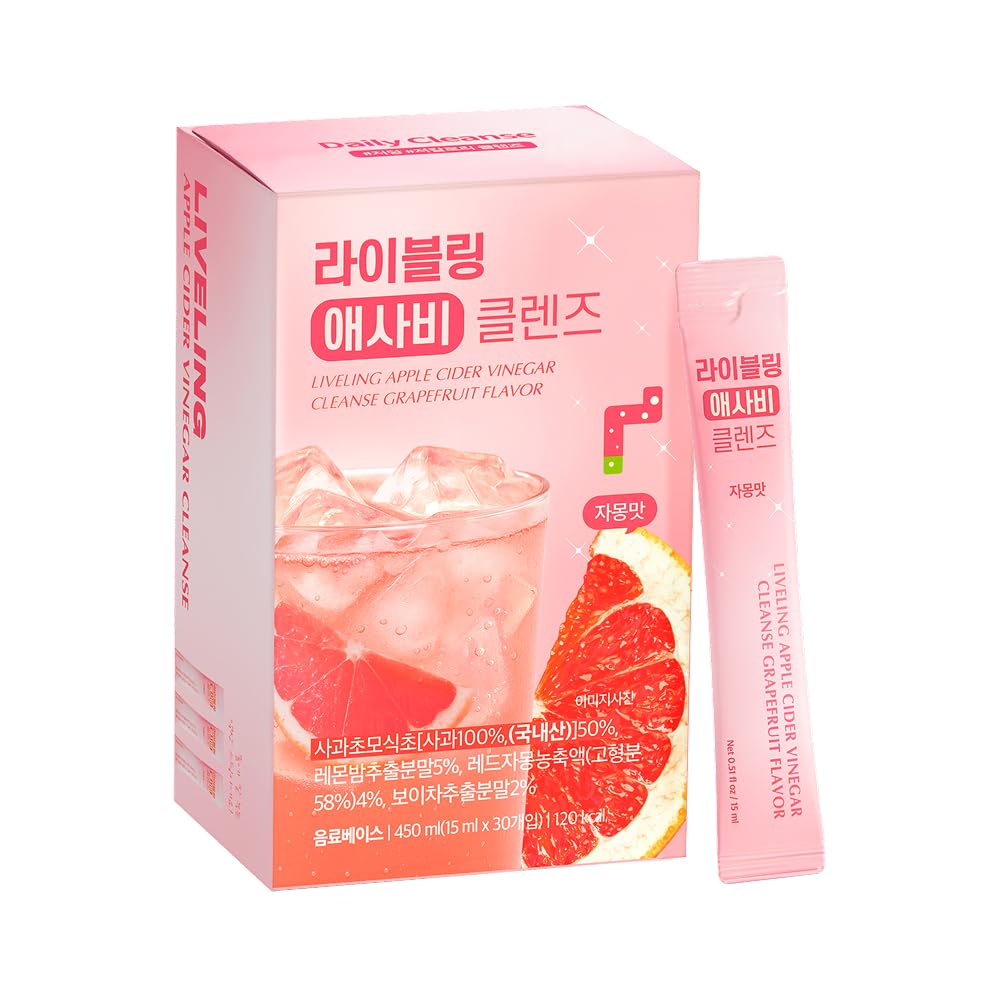 [Liveling] Apple Cider Vinegar Drink Stick & 3-in-1 Shot – Grapefruit Flavor | Supports Digestion, Daily Cleanse, Sugar-Free, Low-Calorie, Portable On-The-Go Packets (30 sticks)