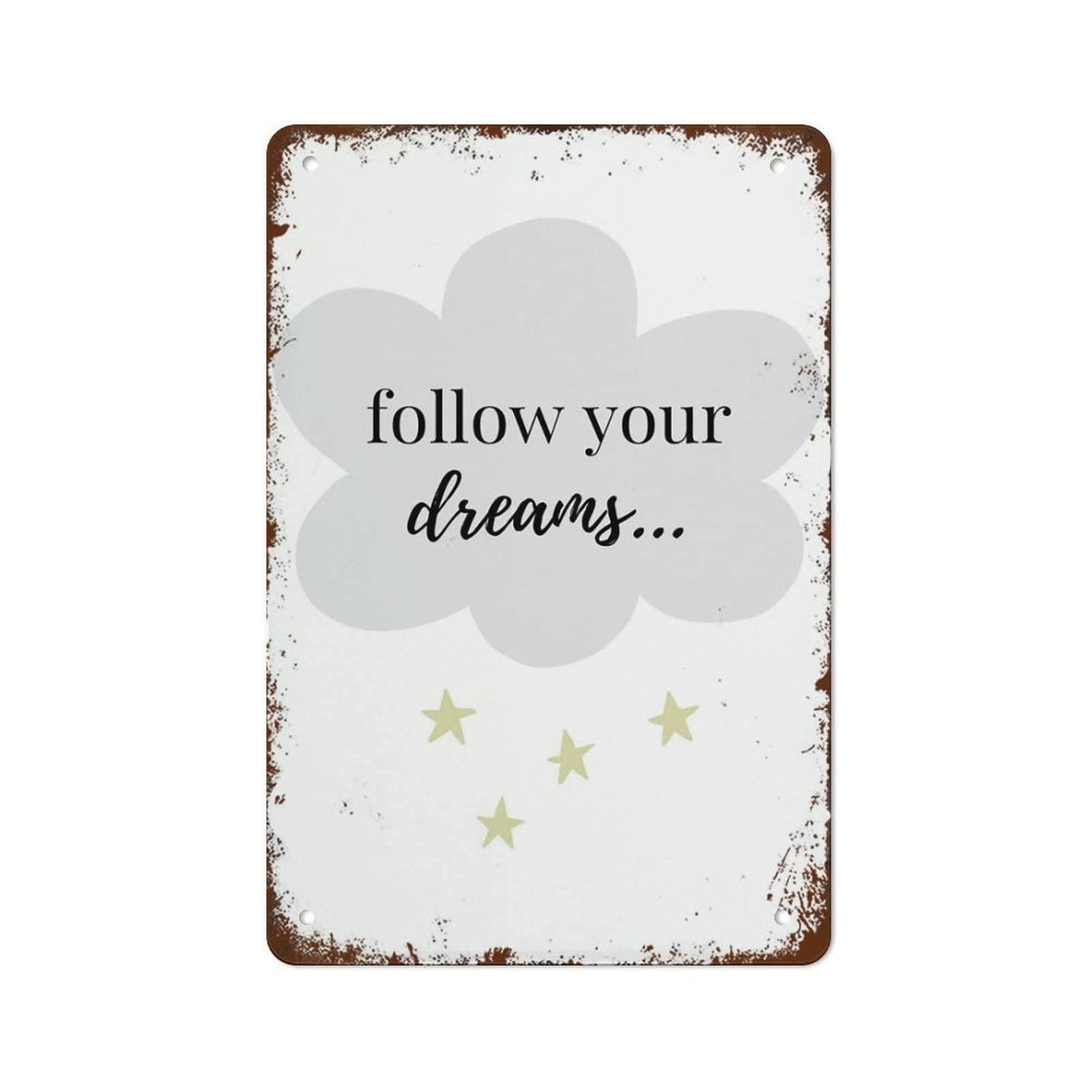 Office Wall Art Follow Your Dreams Decor Inspirational Quote Motivational Quotes Poster Tin Sign Vintage for Cafe Bar Home Gift Women 8x5.5 Inch - Home Decor