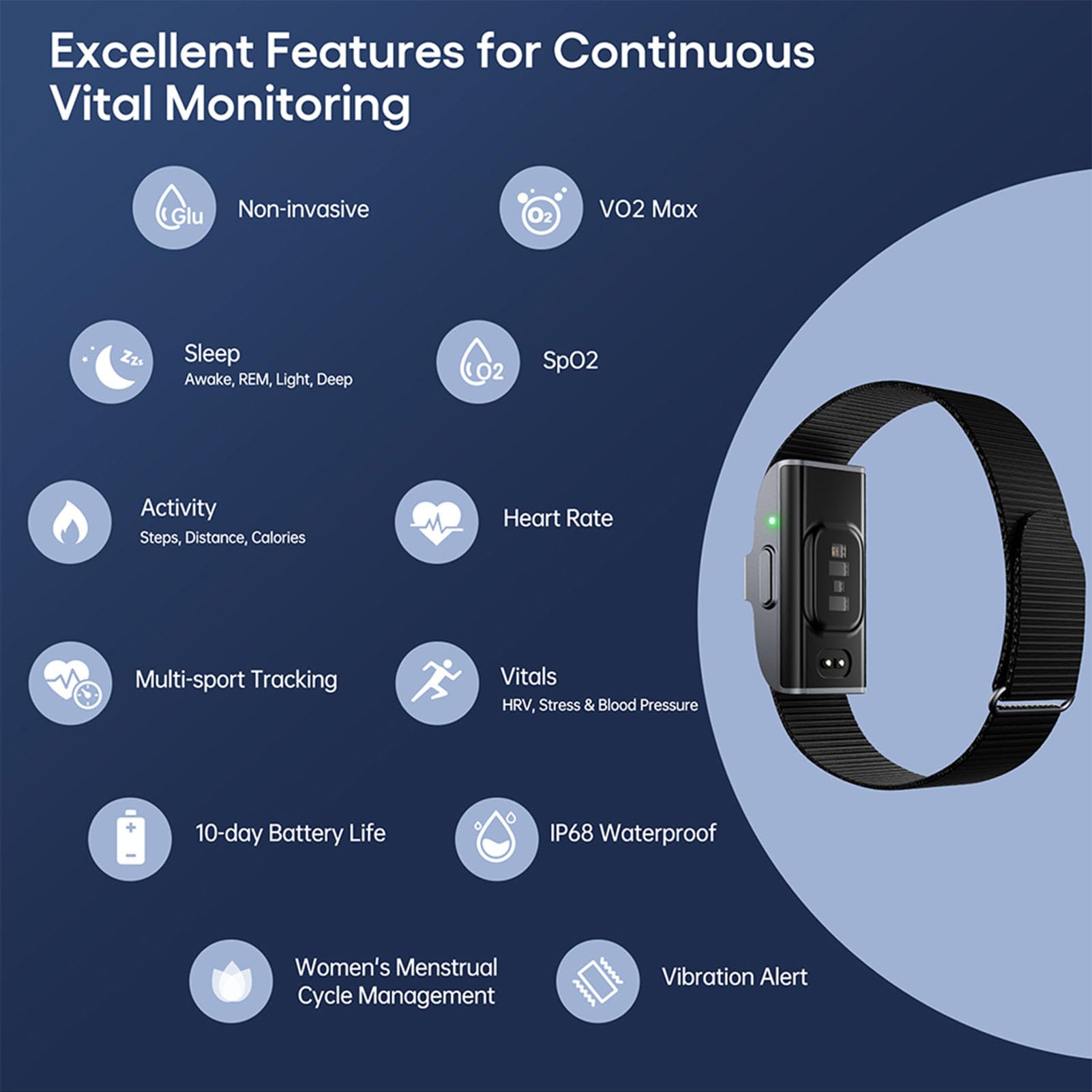 findtime Bracelet Connecté Femme Capteur de Fitness avec Modes d'exercice Long Jours Batterie IP68 Fitness Tracker d'Activité Bluetooth Sport Bracelet Suivi Sommeil