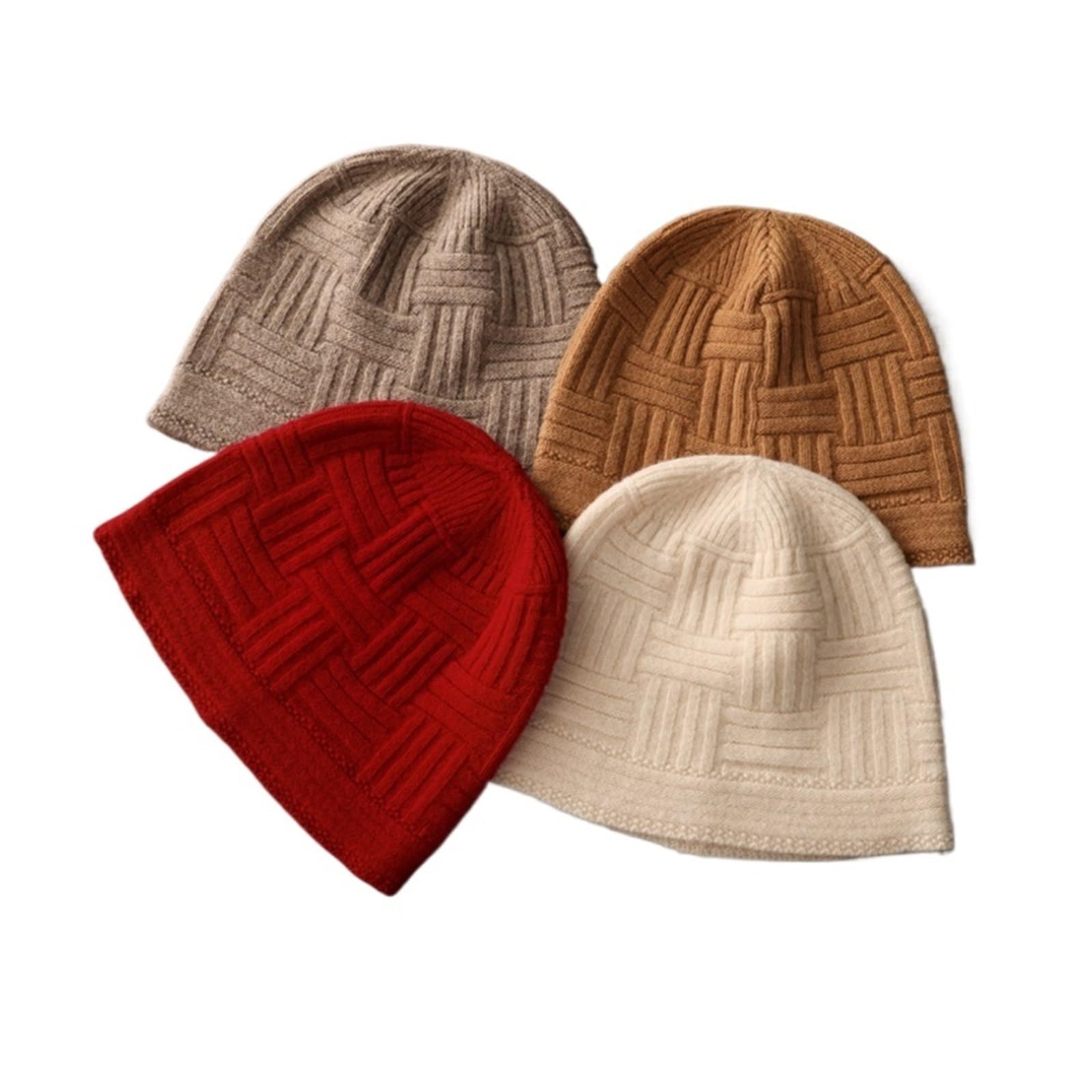 Bonnet en laine camel à motif croisé idéal pour vos sorties urbaines en automne