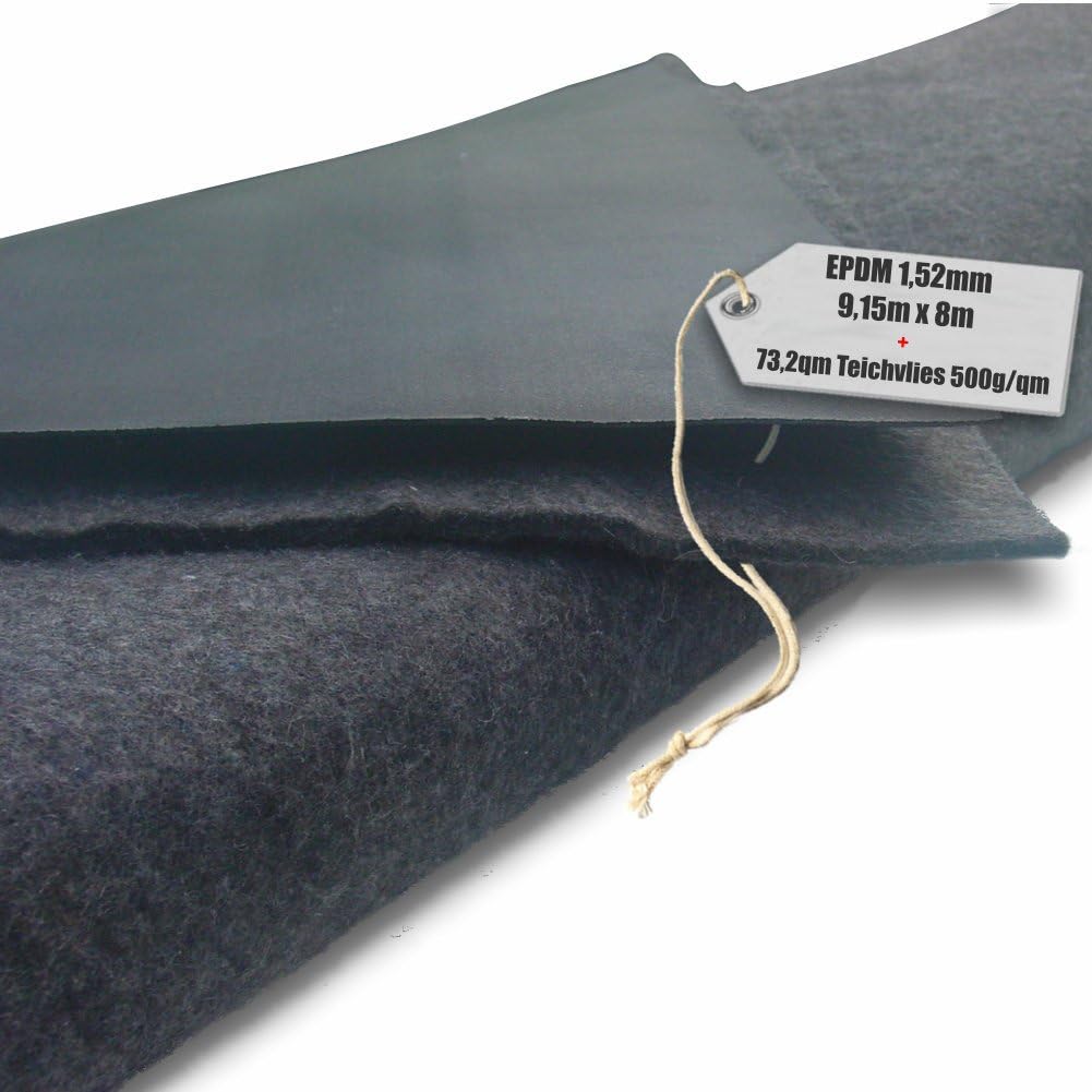 Firestone Pond Liner EPDM Rubber 1,52 mm 8 M x 9,15 m + Fleece 500 g/m²