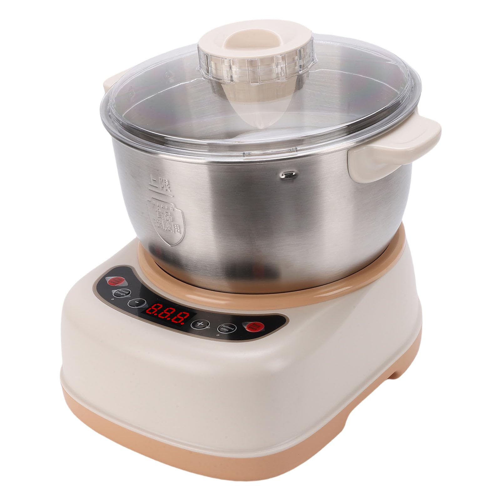 Luocute Amasadora, 120W Máquina Automática de Masa de Acero Inoxidable con Tazón de 5L y Función de Fermentación de Amasado para Pan, Pizza, Pasta, Albóndigas, Bollos Al (Estándar Europeo 220V)