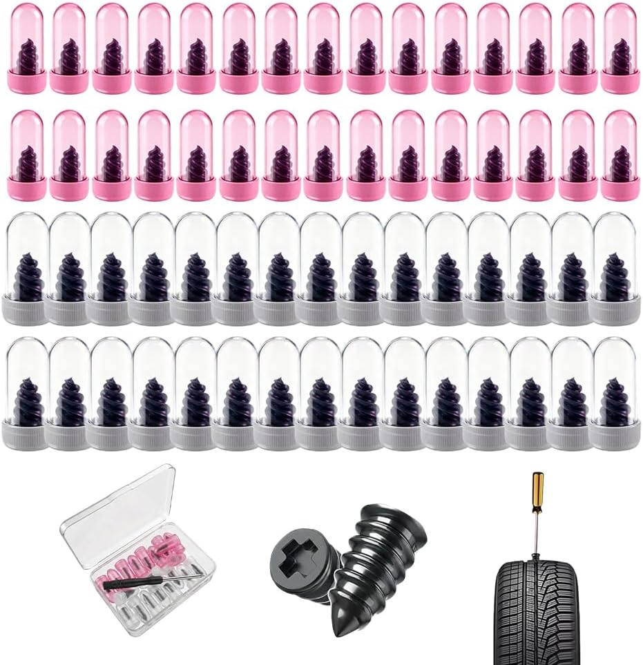 Tire Repair Nails Kit with 2 Sizes, 2026 New Vacuum Tire Repair Rubber Nail, Fast Self-Service Tire Repair Tools for Car, Motorcycle, Truck (60Pcs)