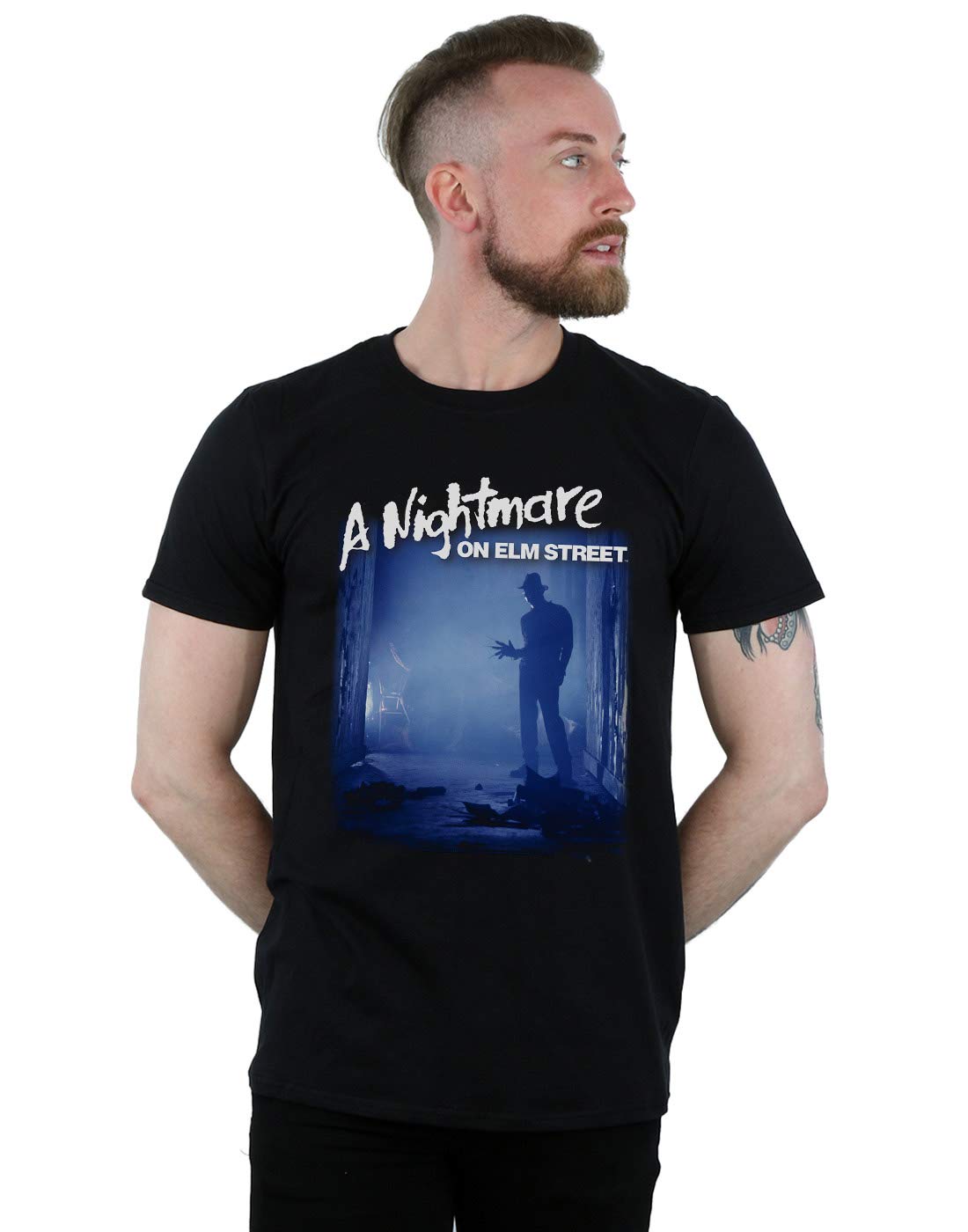 Absolute Cult A Nightmare On Elm Street Men's Freddy is Waiting T-Shirt Black Medium