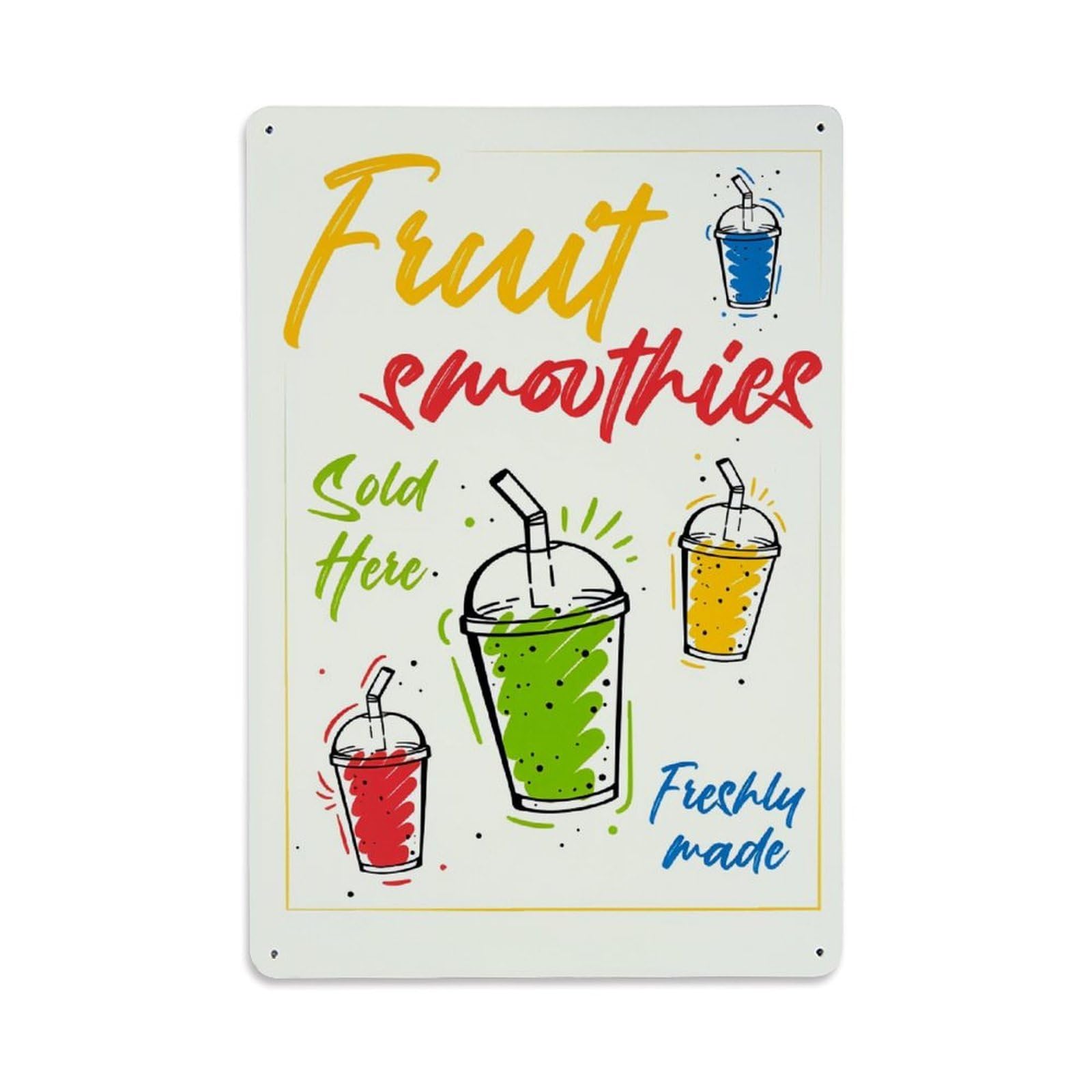 Enderetf Vintage Fruit Smoothies Sold Here Freshly Made Tin Sign Metal Poster, Home Bar Garage Man Cave Cafe Indoor & Outdoor Wall Decoration 8X12inches