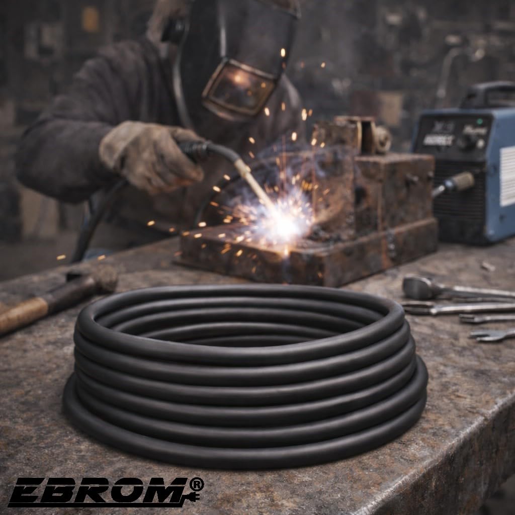 EBROM Cable de soldadura H01N2-D 1 x 25 mm², a partir de 1 metro en incrementos de 1 metro hasta 250 metros, CR (policloropreno), cable de tierra de 25 mm² – Su longitud: 47 metros