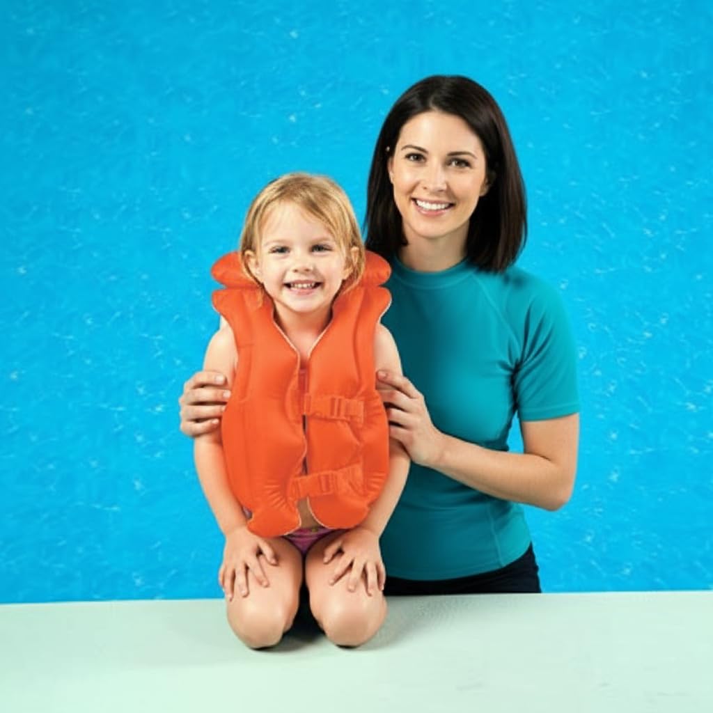 Enorme Swim Vest for Kids | Adjustable Inflatable Floating Jacket | Swimming Aid for Children | Durable PVC Life Vest with Double Buckle & Neck Support | Ideal for Pool & Beach Use - (Pack of - 1) 3