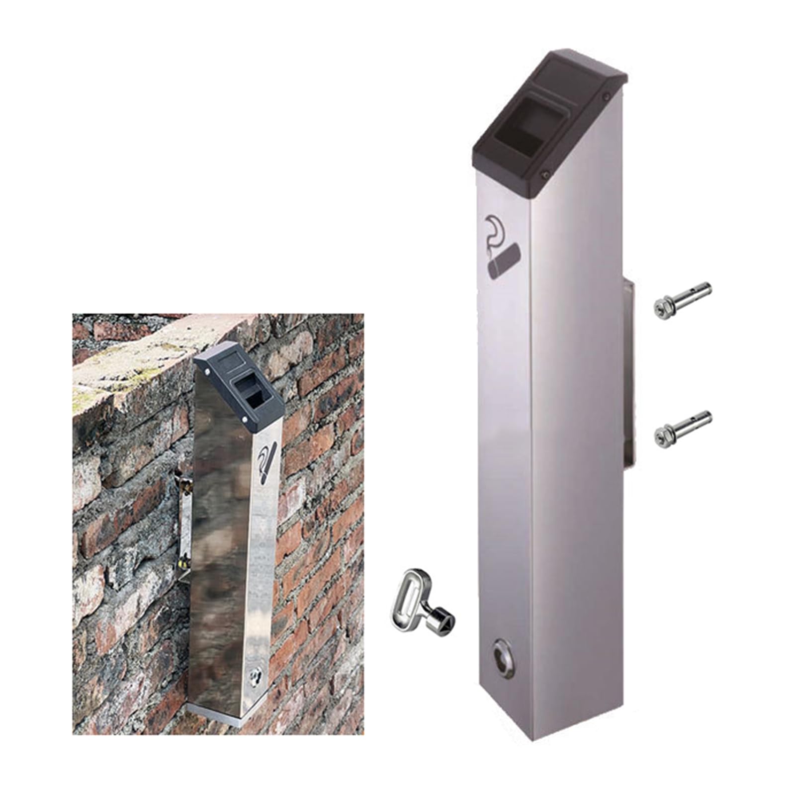 Cenicero exterior de pared de acero inoxidable para terrazas y patios de hostelería