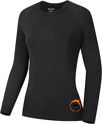Runhit Thermal Shirts for Women Long Sleeve Compression Tops Fleece Lined Athletic Workout Soft Base Layer Cold Weather
