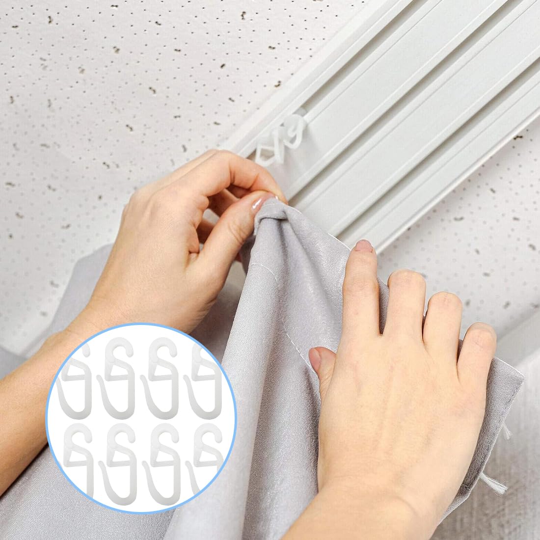 100 Ganci Per Tende In Plastica Bianchi - Rinforzati Per Tende Da Doccia E Finestre - Foto 2