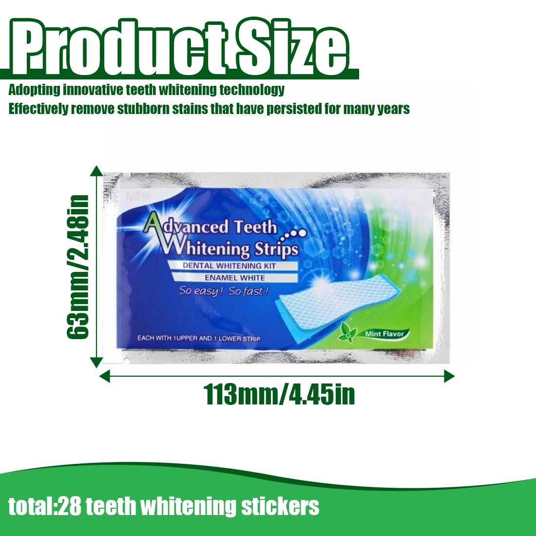 28 Strisce Sbiancanti Denti Professionale, Sbiancamento Denti Professionale, Strips Whitening per Sbiancamento, Delicate e Rapide, Rimuove le Macchie Profonde