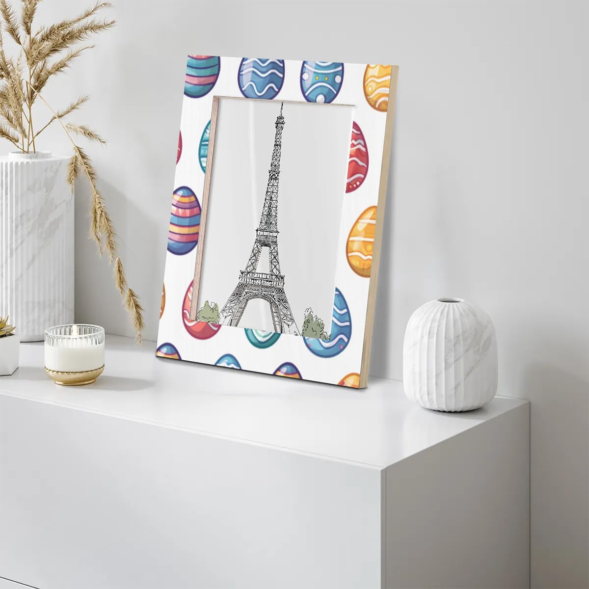 Easter Fun Patterns Picture Frame 11x14, Festive Days 11x14Photo Frame Horizontal and Vertical Display 11 by 14Wooden Picture Frame for Desktop or Wall Decoration